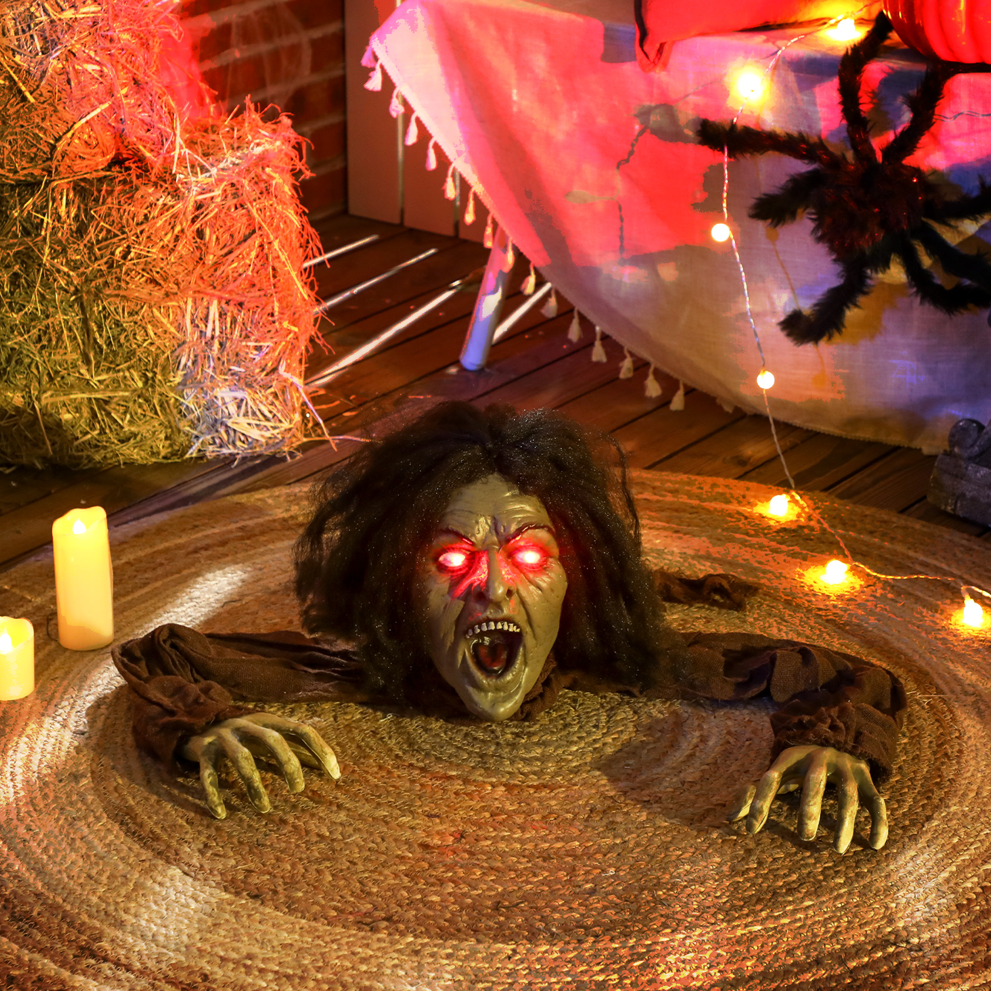 Kriechende Zombie-Dekoration für Halloween, Sounds, Lichter, Batteriebetrieb