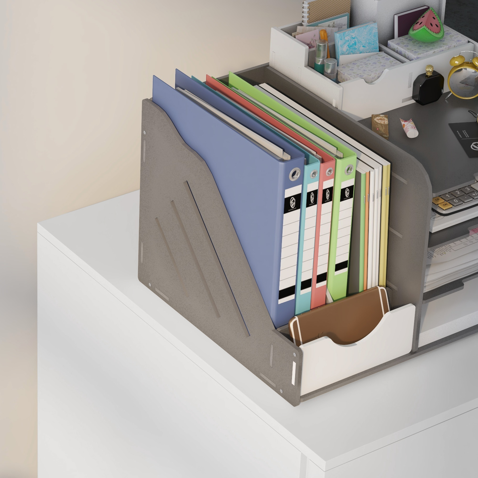 Rollcontainer Aktenschrank, 3 Schubladen, abschließbar, rollbar, 37 cm x 43,5 cm x 60 cm, Weiß