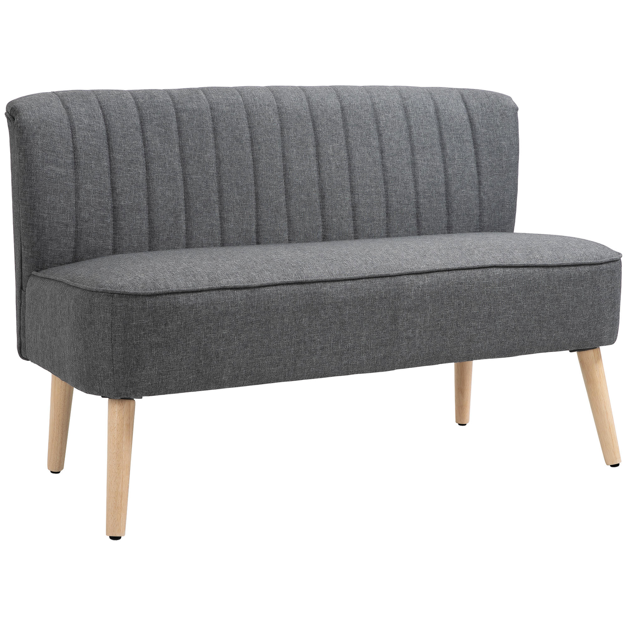 Sofa 2 Sitzer, Polstersofa Leinenoptik, Holzrahmen, Für Wohnzimmer Schlafzimmer, 117 cm, Grau