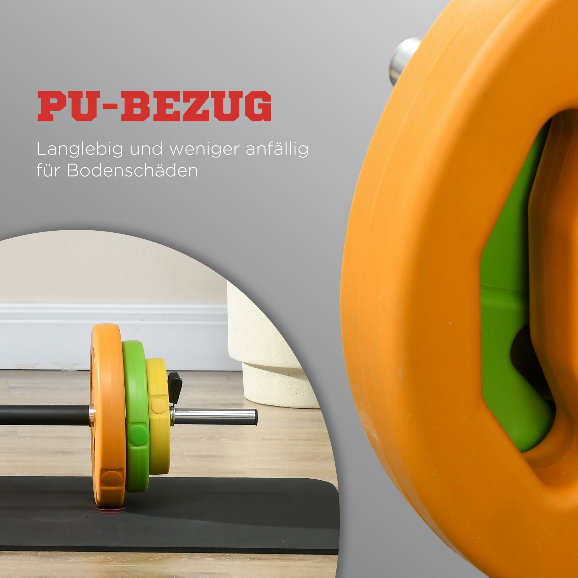 Hanteln Set 20kg Hantelset aus Gusseisen Kurzhanteln mit Verbindungsrohr Rutschfester Griff Mehrfarbig