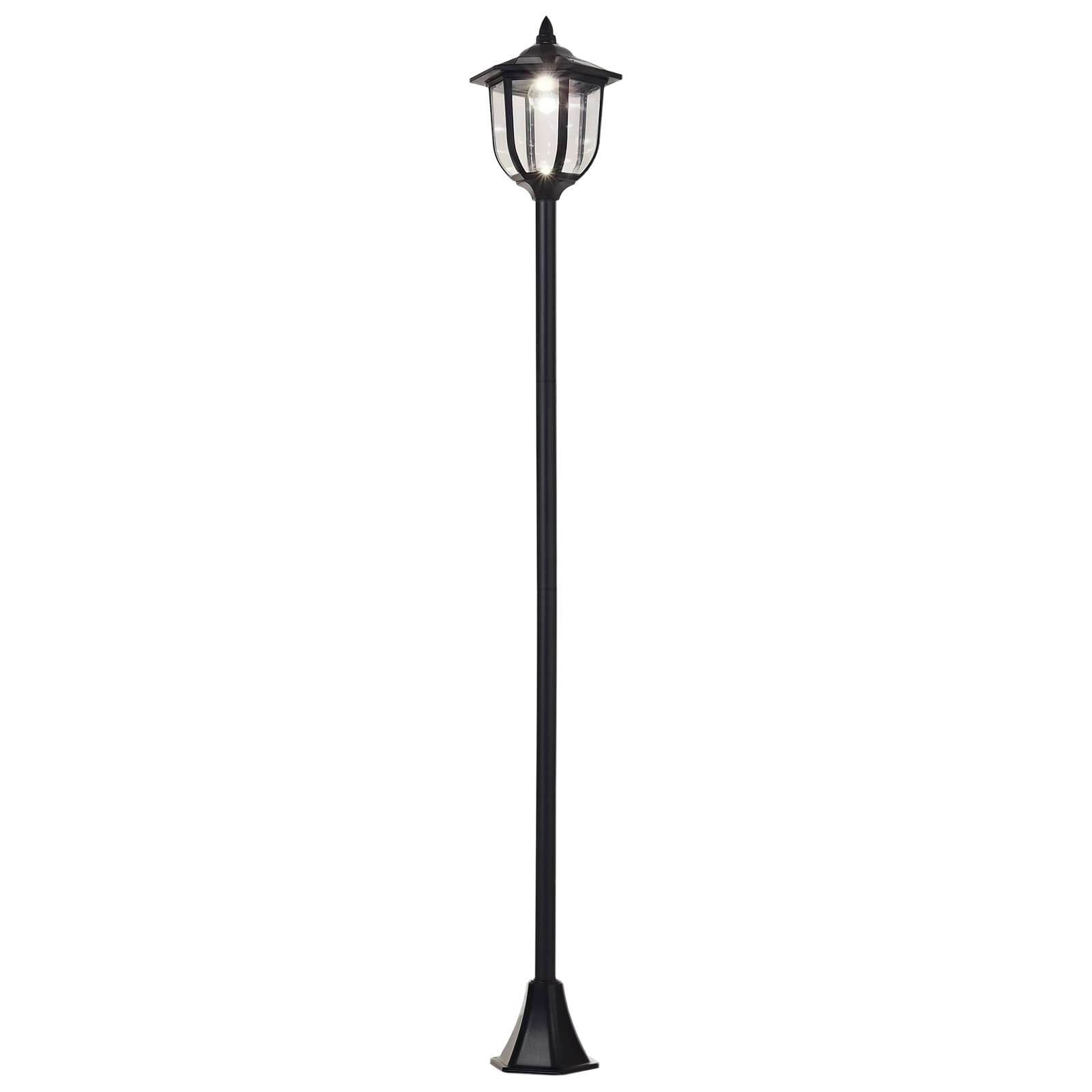Solar LED Gartenlaterne, Laterne aus Kunststoff, Außenleuchte für Innen und Außen 177 cm hoch, Gartenleuchte, 30/60 Lumen, für Garten Balkon Deko Schwarz