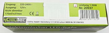 LED-Trafo "CT-50-V2", 1-50W / Ein 220-240V, Aus 12V= Konstantspannung