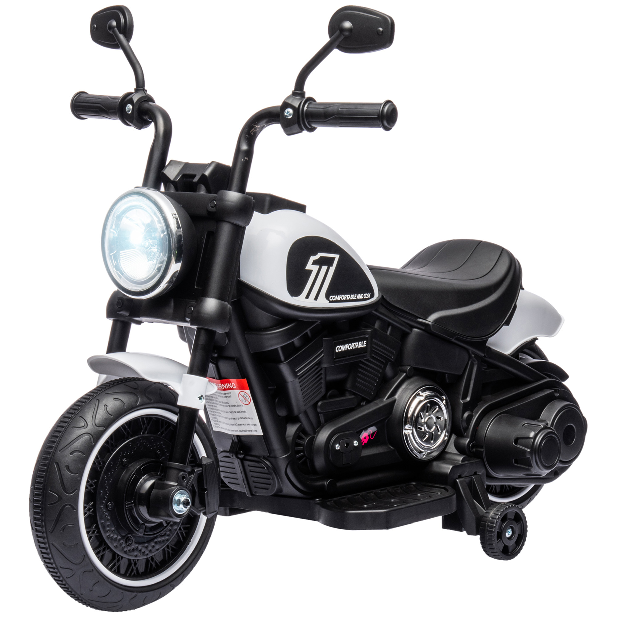 Elektro-Kindermotorrad, LED-Scheinwerfer, abnehmbare Stützräder, bequemer Sitz, Rot/Schwarz