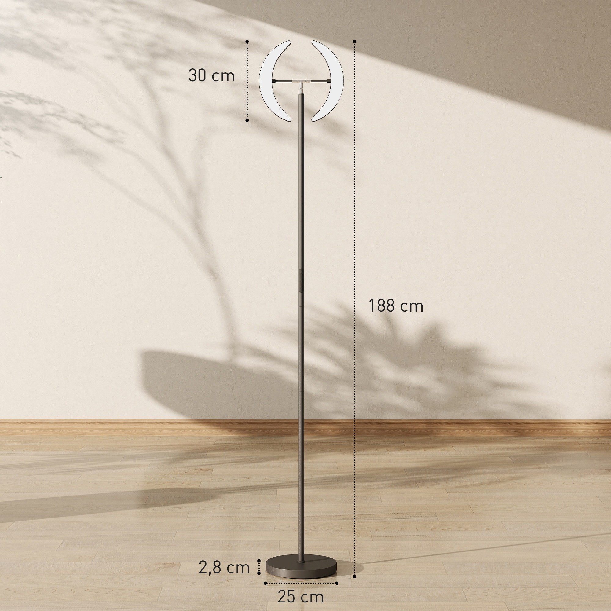 RGB Stehlampe, dimmbare Lampe mit mehrfarbigen Beleuchtungsmöglichkeiten, drehbar, Schwarz