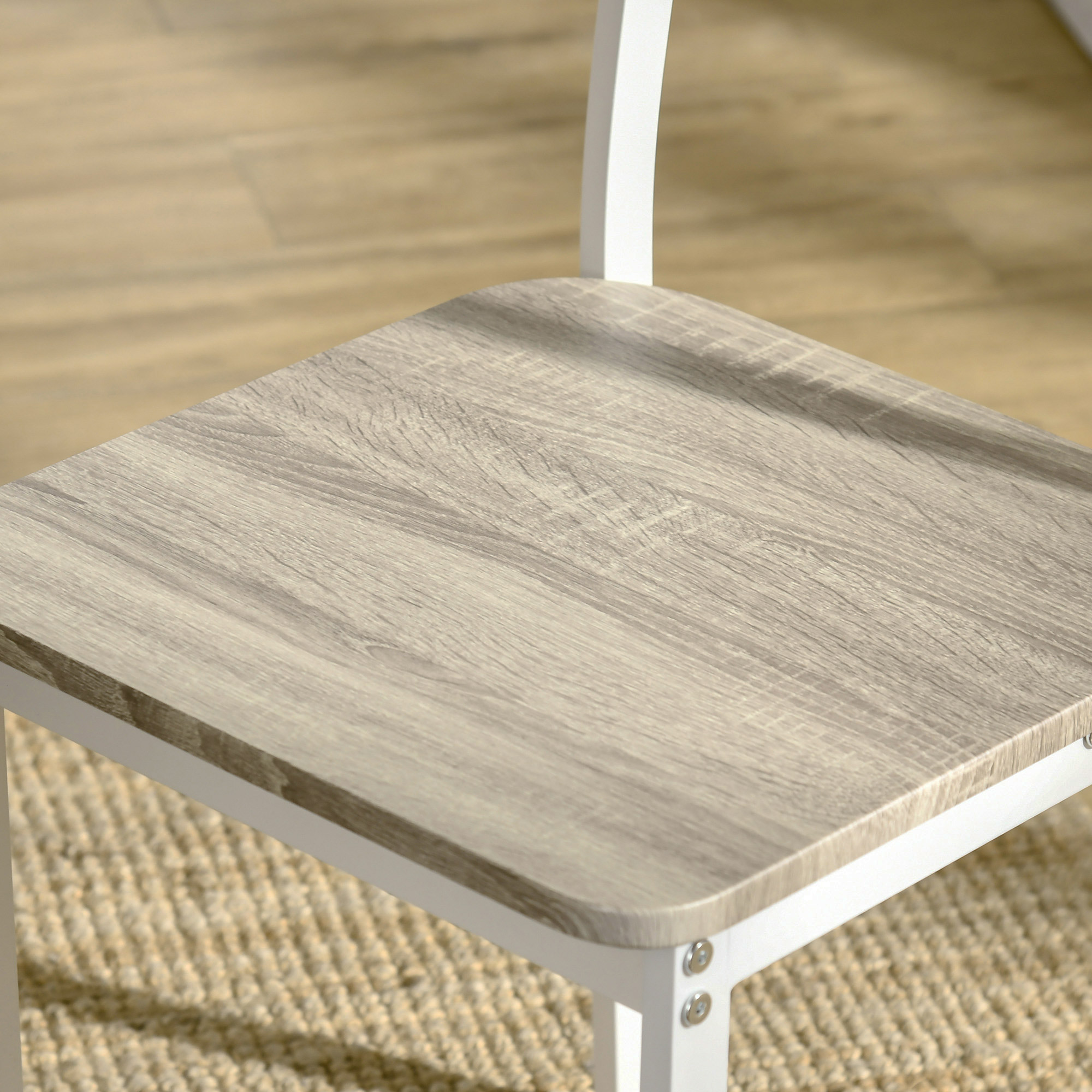 2-teilige Sitzgruppe, Klappbarer Esstisch mit 2 Stühlen, Klapptisch, 110 cm x 70 cm x 75 cm, Weiß + Natur