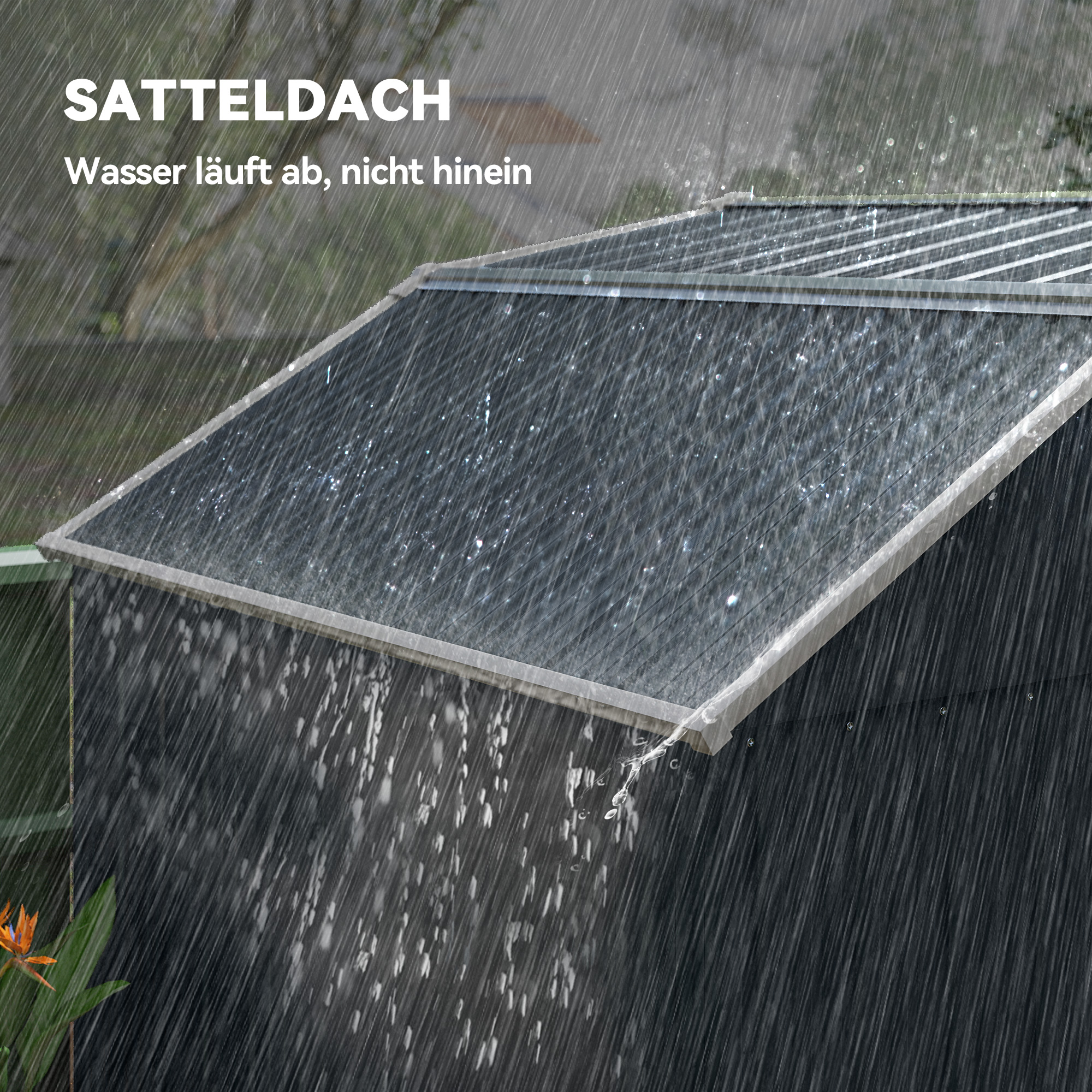 Gartenhaus Geräteschuppen Gartenschuppen, wetterbeständig, 2 Fenster, 2 Türen, 238 x 132 x 198,5 cm, Dunkelgrau