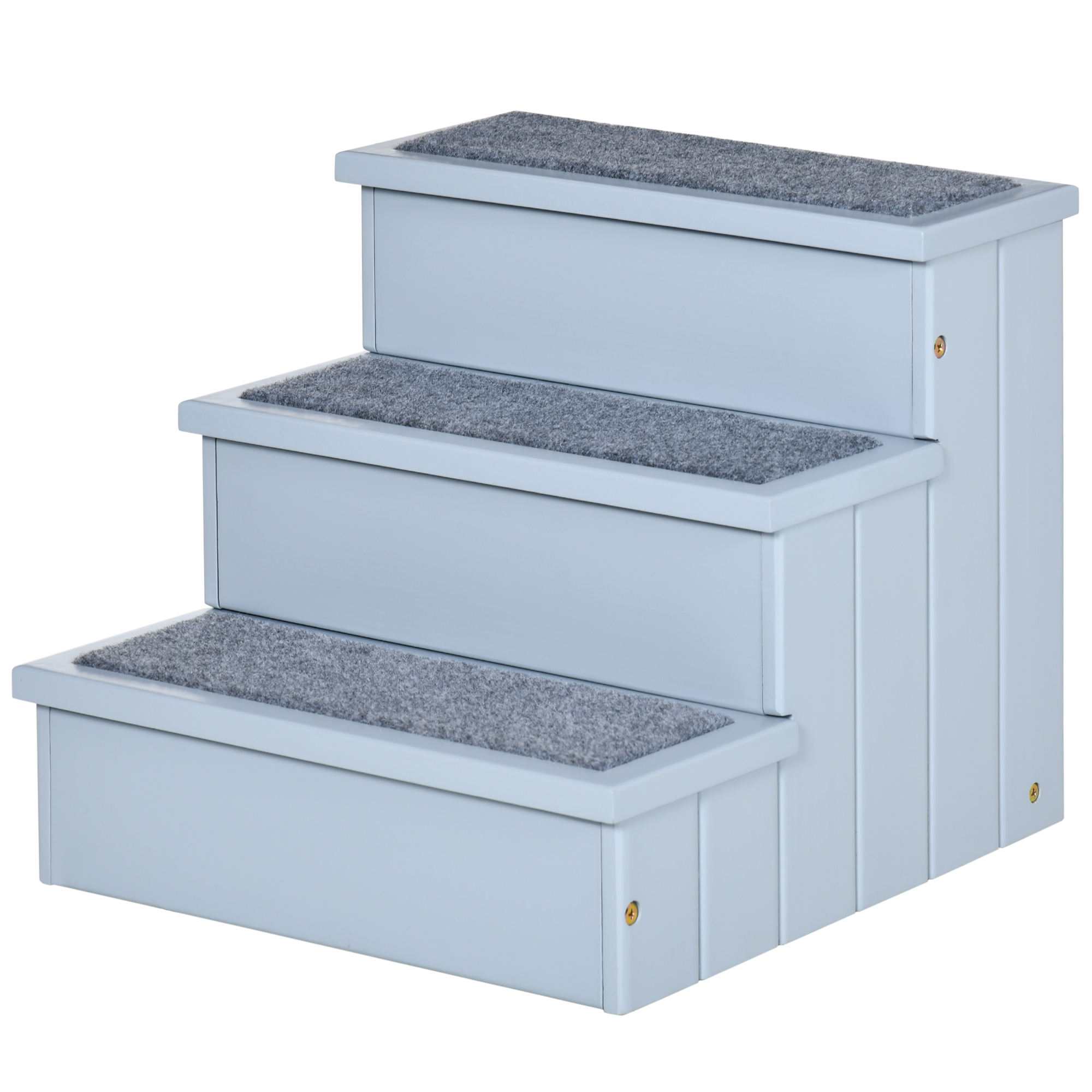 Hundetreppe 3 Stufen 38 cm Hoch Haustiertreppe für kleine bis mittelgroße Hunde Katzentreppe Hunderampe Einstiegshilfe für Bett, Sofa, Couch und Auto Grau