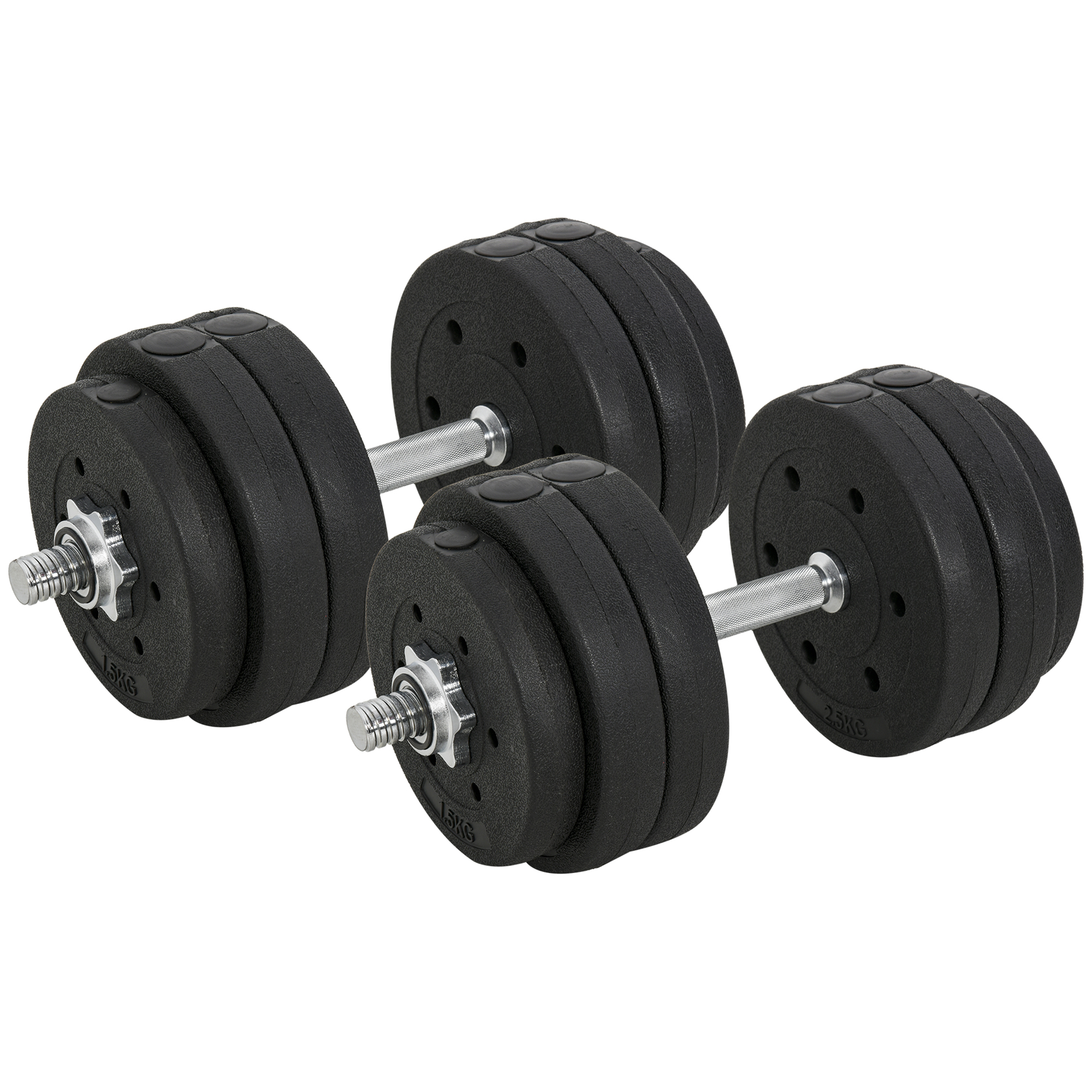 Kurzhantel Set 30KG Hantelset mit Hantelscheiben für Zuhause Büro Fitnessstudio Stahl Kunstleder Schwarz Krafttraining