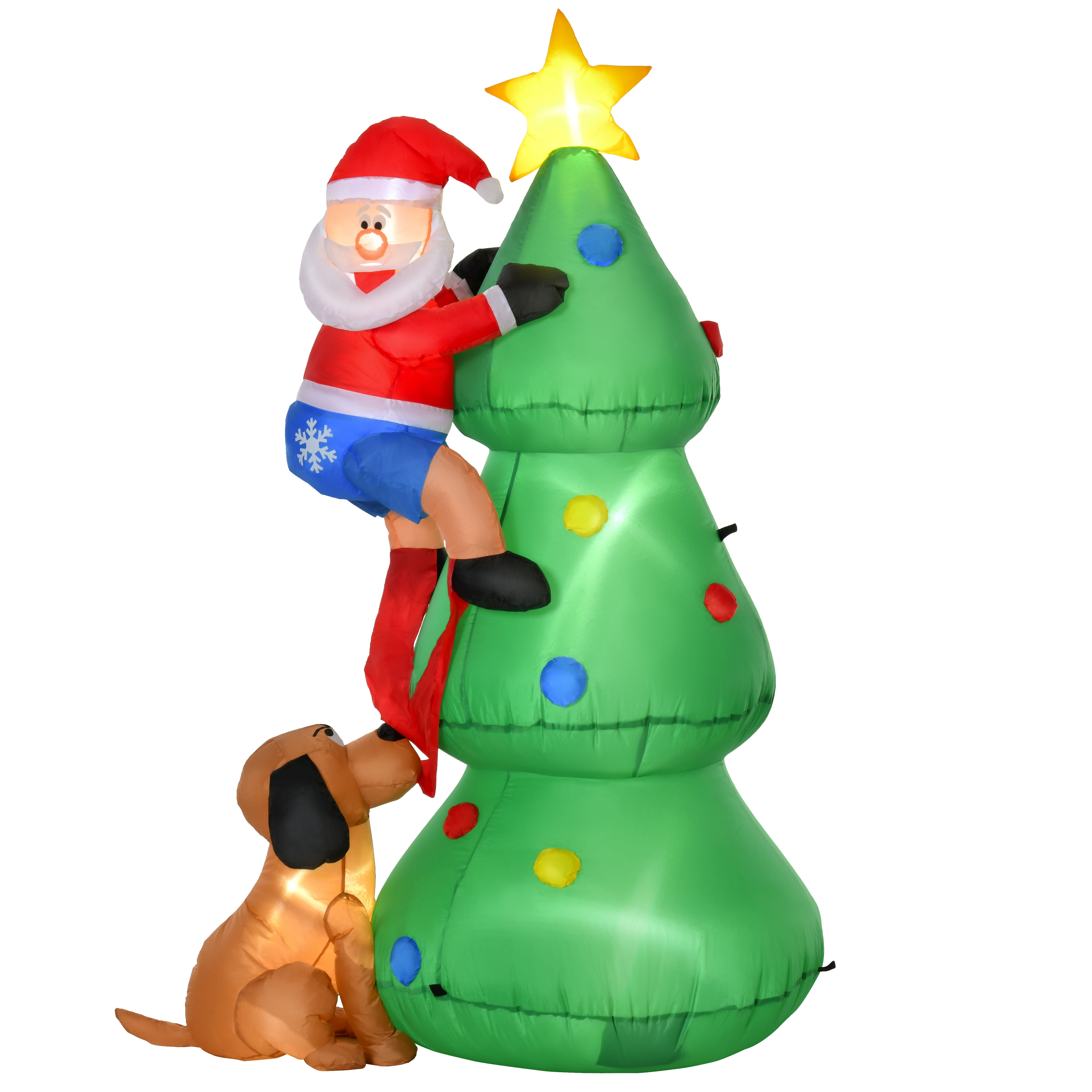 Aufblasbarer Weihnachtsbaum, Weihnachtsdekoration, 1,8 m, inkl, Gebläse, 123 cm x 85 cm x 180 cm, Grün + Rot