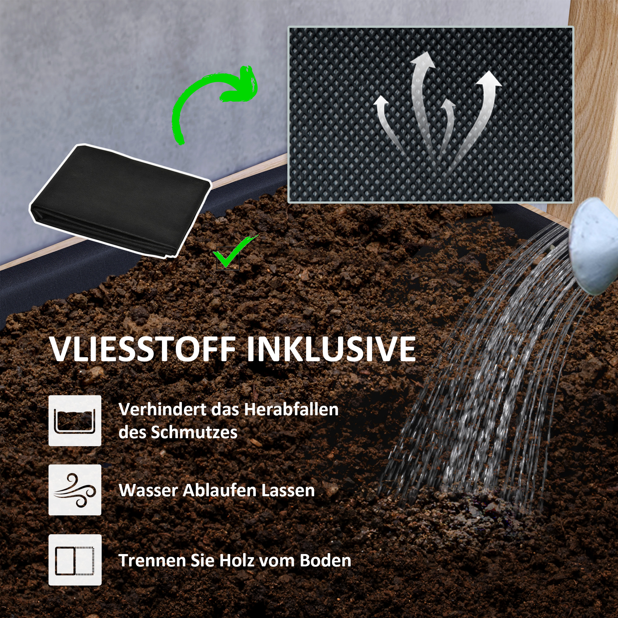 Hochbeet Holz, 4 Ebene Pflanzbeet mit Entwässerungslöcher Frühbeet Gartenbeet 88,5 x 45 x 140 cm Naturholz