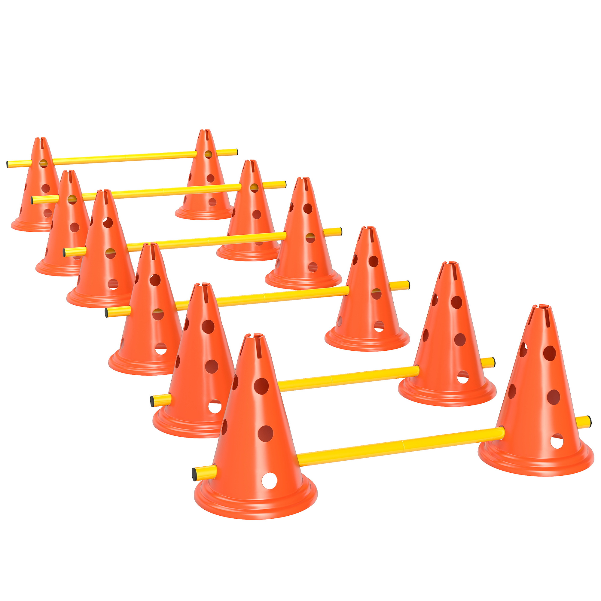 Agility Set Hunde 6-teiliges Agility-Ausrüstung für Hundetraining Steckhürdenset mit 12 Kegel 6 Hürden Tragetasche