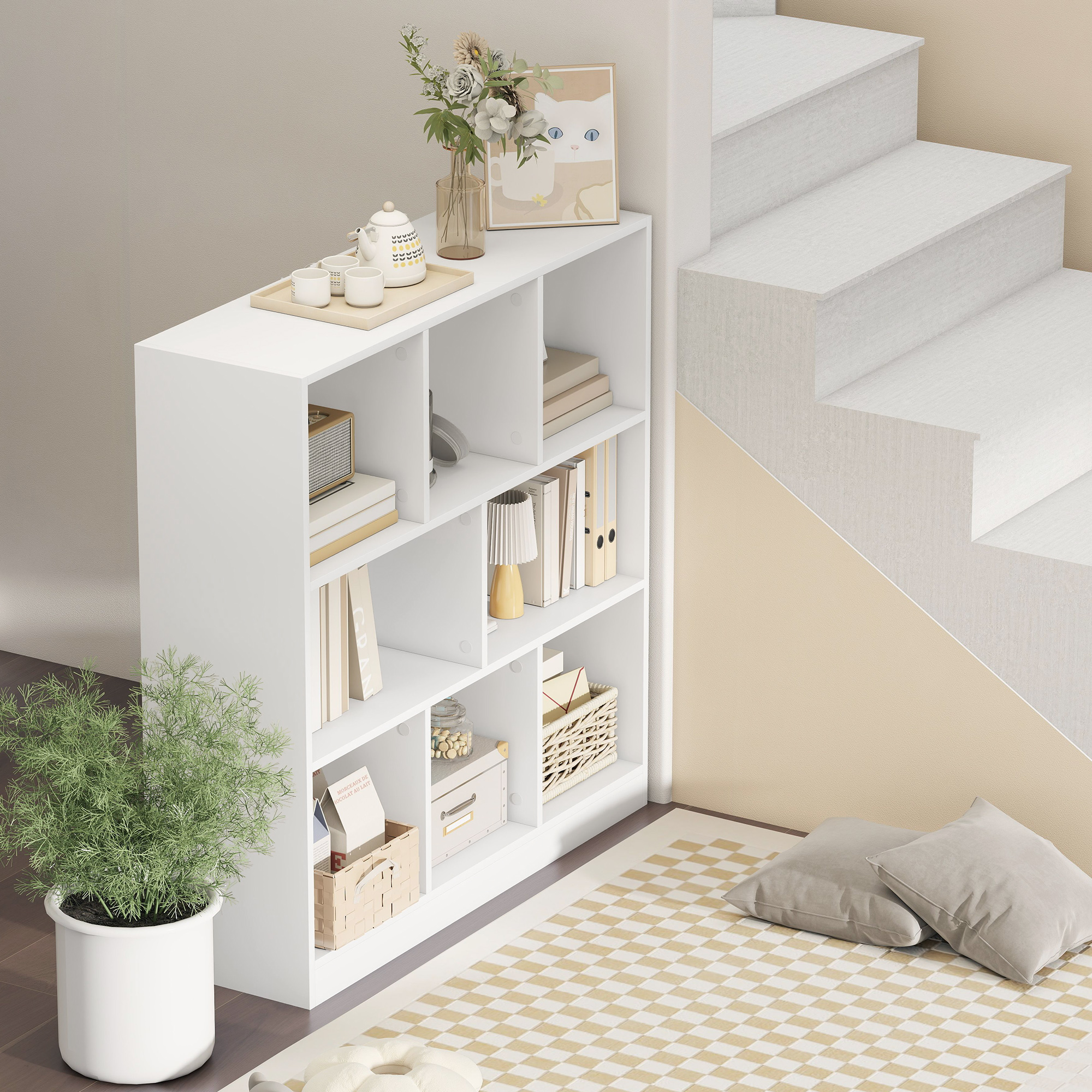 Bücherregal Regal Standregal, 8 Regalfächer, 97,5 x 30 x 100 cm, Weiß
