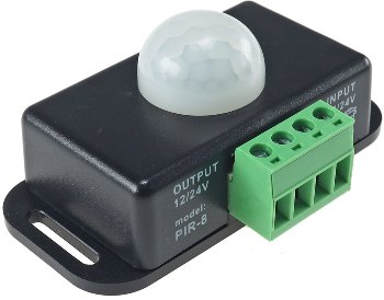 Bewegungsmelder 12-24V=, 6A, IP20, bis 8m Reichweite, 60°, 1-10min