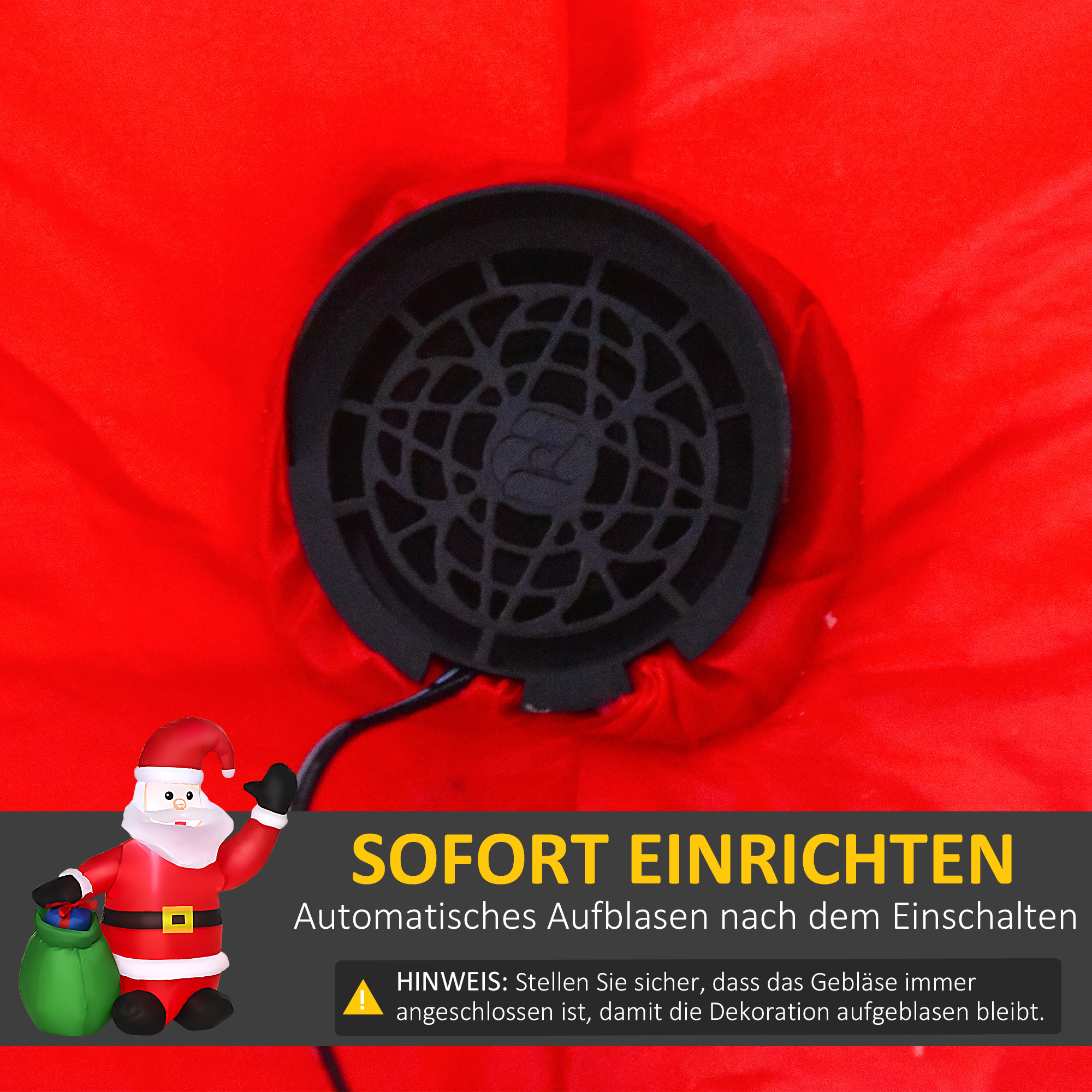 Weihnachtsdeko Aufblasbarer Weihnachtsmann Outdoor-Weihnachtsdekoration, inkl. Gebläse, 1,2 m, Rot + Weiß