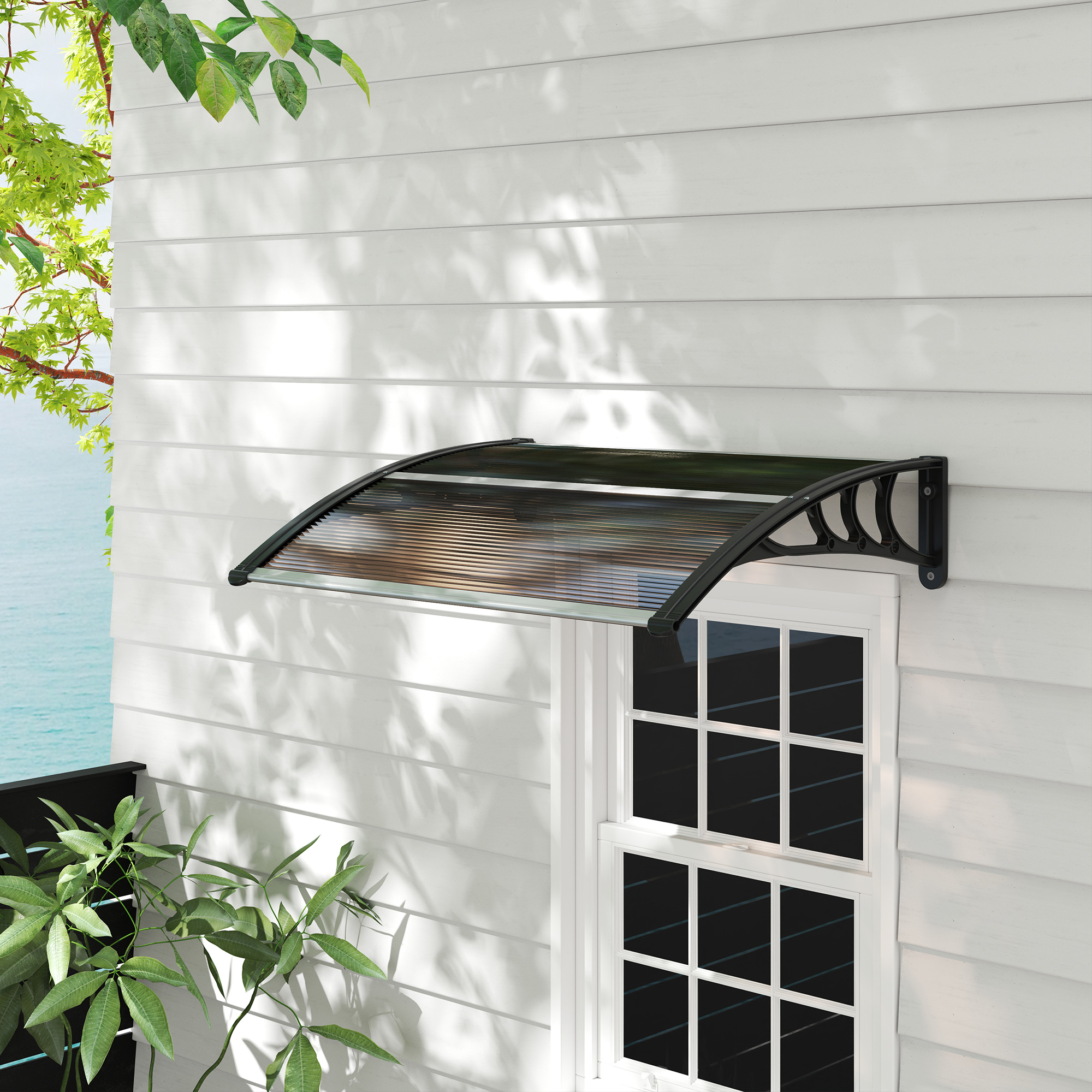 Vordach Haustürvordach 120 x 75 cm Pultvordach Überdachung Polycarbonat