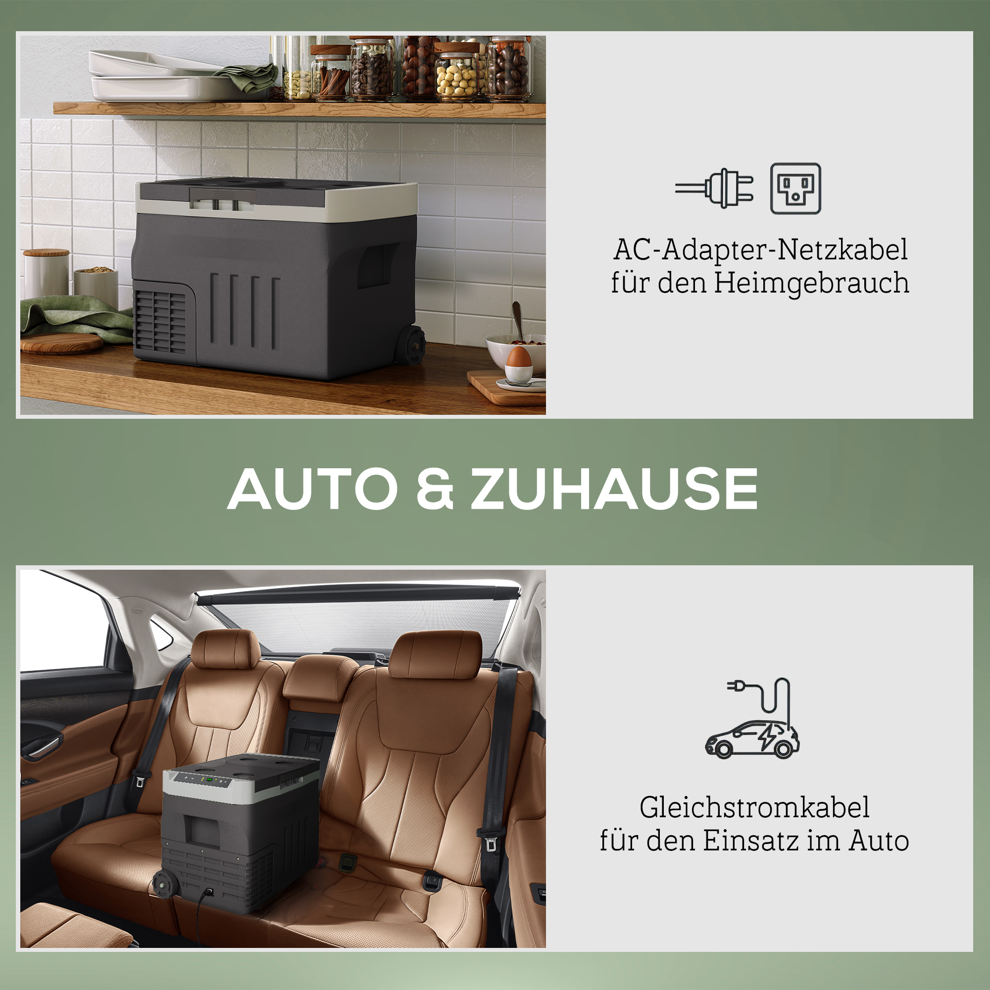 30 Liter Kompressor Kühlbox elektrische Kühlbox mit LED ECO Modus Anschluss Kühlhaltefunktion Schwarz