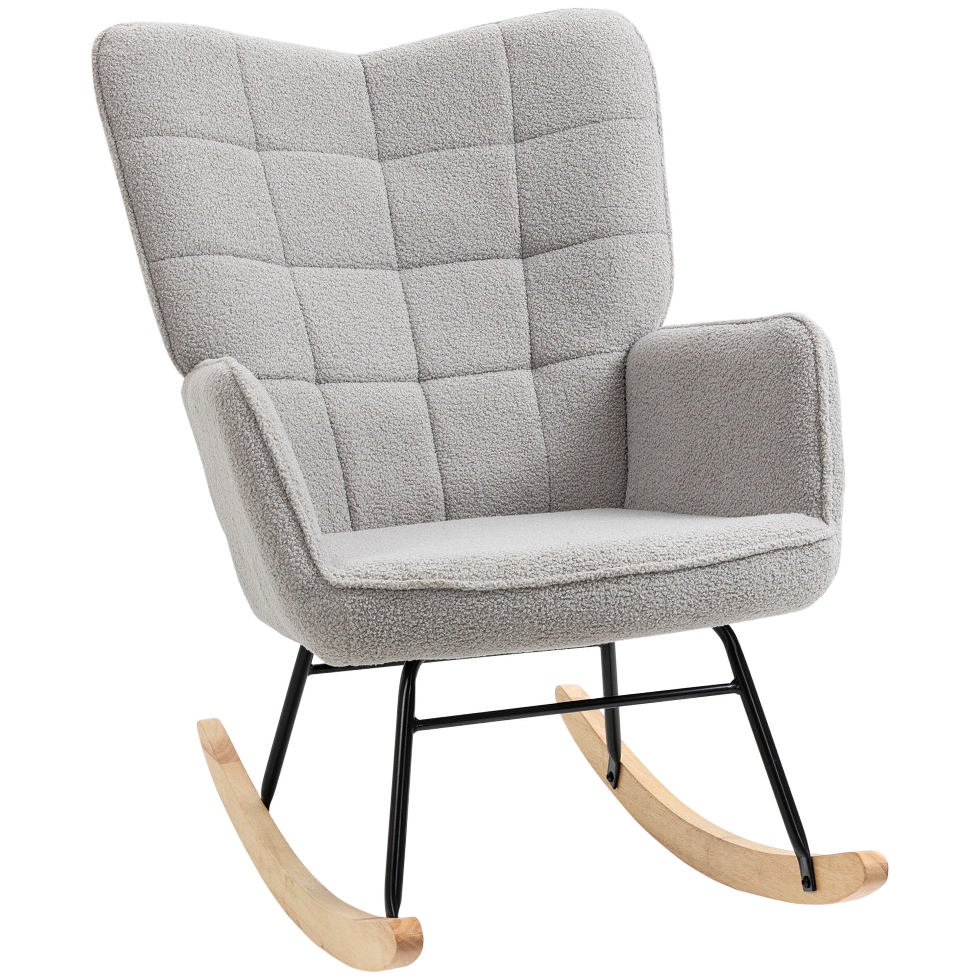 Schaukelstuhl im Retro-Design, Massivholz, Schwingsessel, 71 cm x 92 cm x 101 cm, Hellgrau Schaukelstuhl im Retro-Design, Massivholz, Schwingsessel, 71 cm x 92 cm x 101 cm, Hellgrau