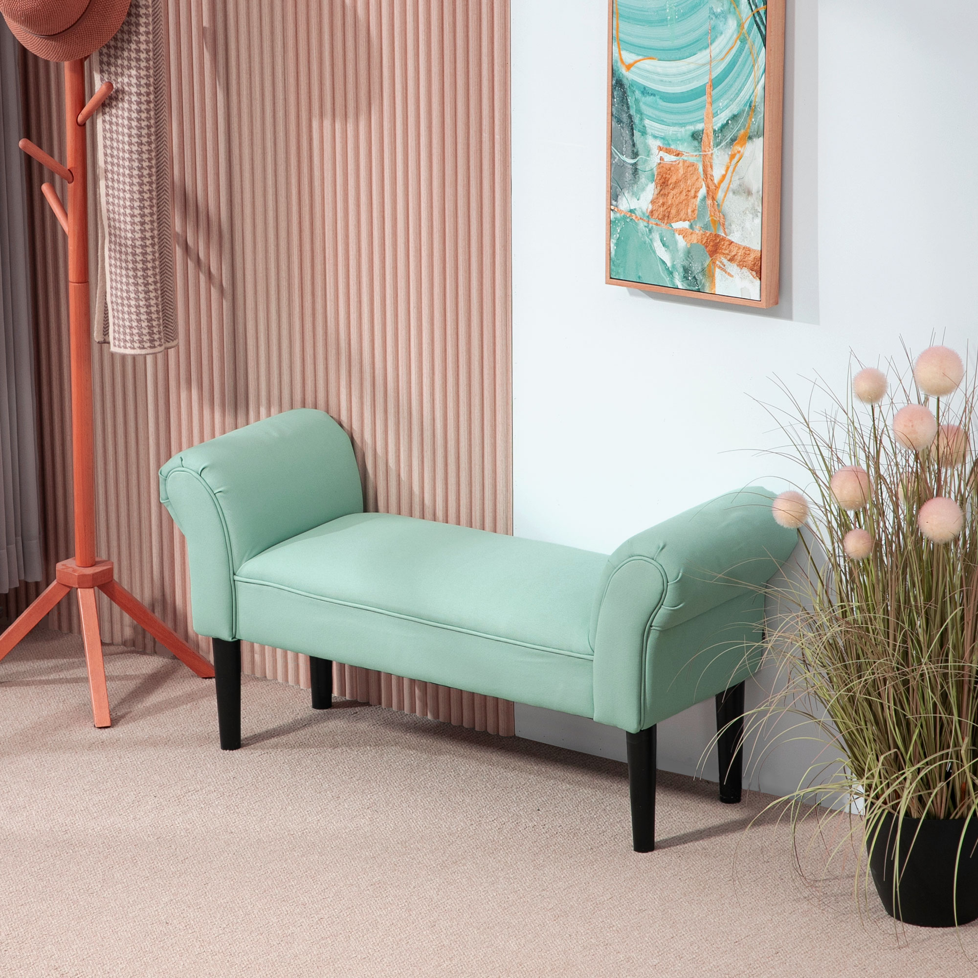 Gepolsterte Sitzbank für Schlafzimmer und Flur, bis 130 kg belastbar, 102 x 36 x 51 cm, Grün