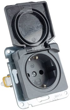 MILOS Schutzkontakt-Steckdose IP40, 250V~/ 16A, mit Deckel, UP, anthrazit