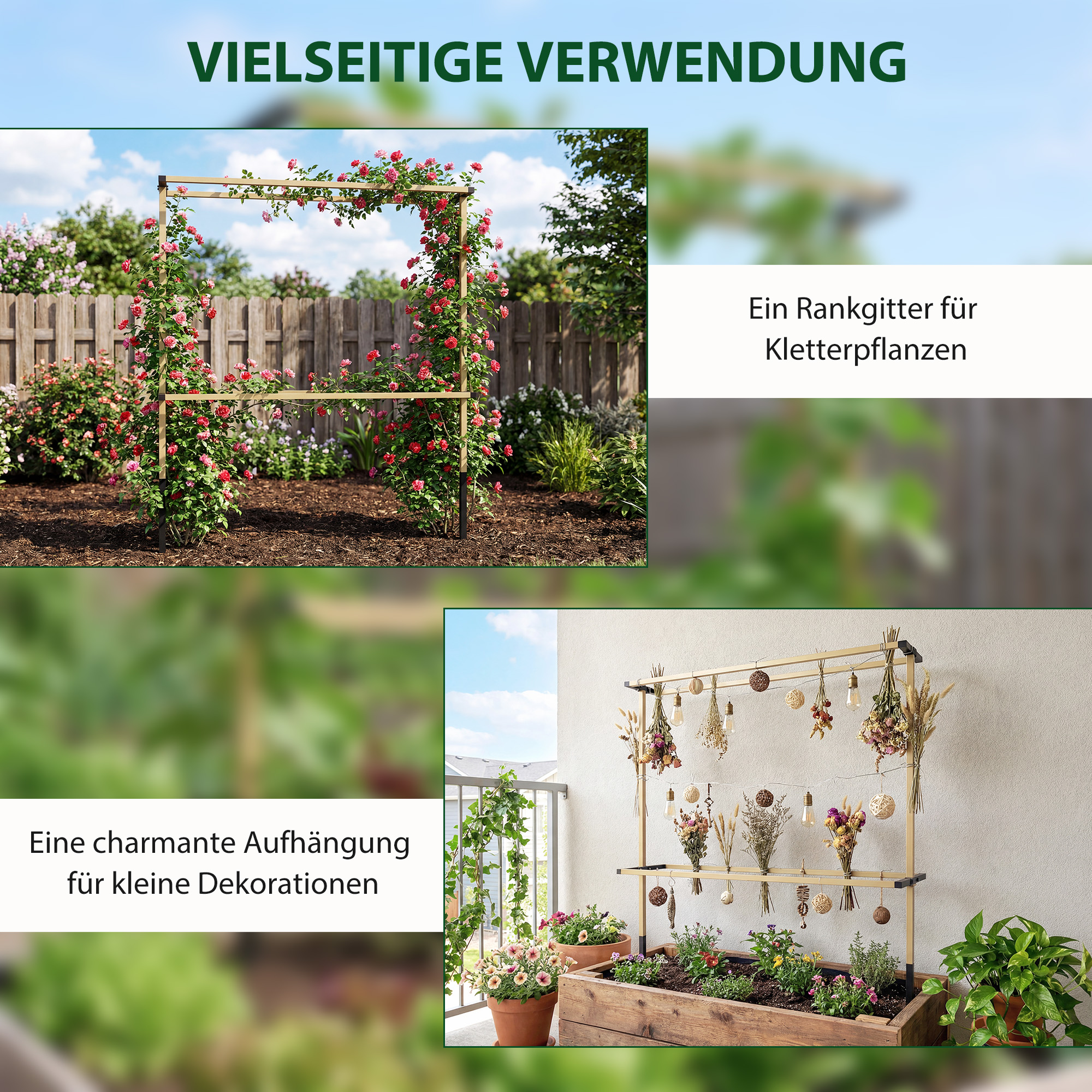 Flexibles Metall-Gartenspalier für Beeren: Himbeeren, Brombeeren & Blaubeeren - Erweiterbares Spalier