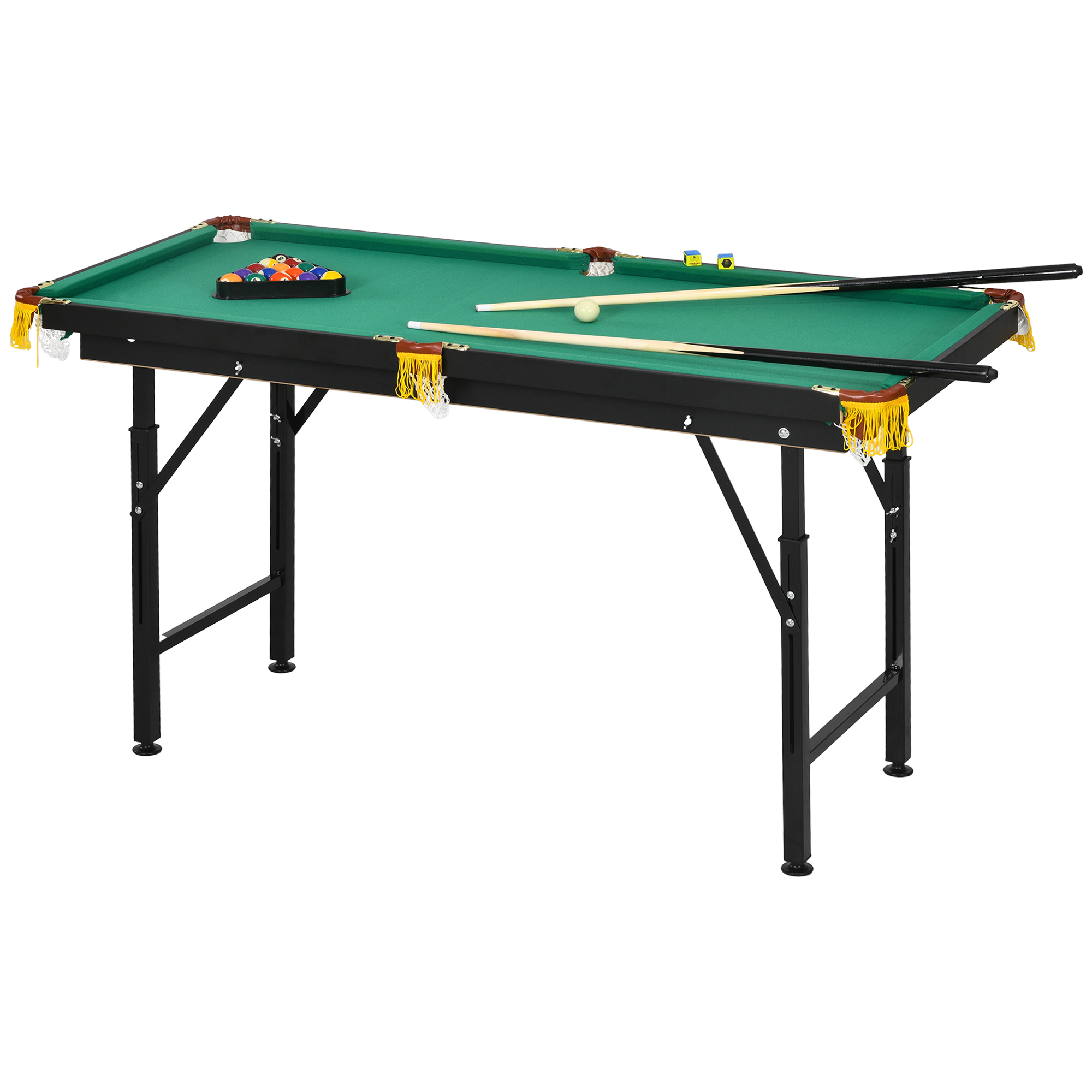 Billardtisch, klappbar, höhenverstellbar, inkl. Dreieck/2 Queues/16 Kugeln, Grün Billardtisch, klappbar, höhenverstellbar, inkl. Dreieck/2 Queues/16 Kugeln, Grün