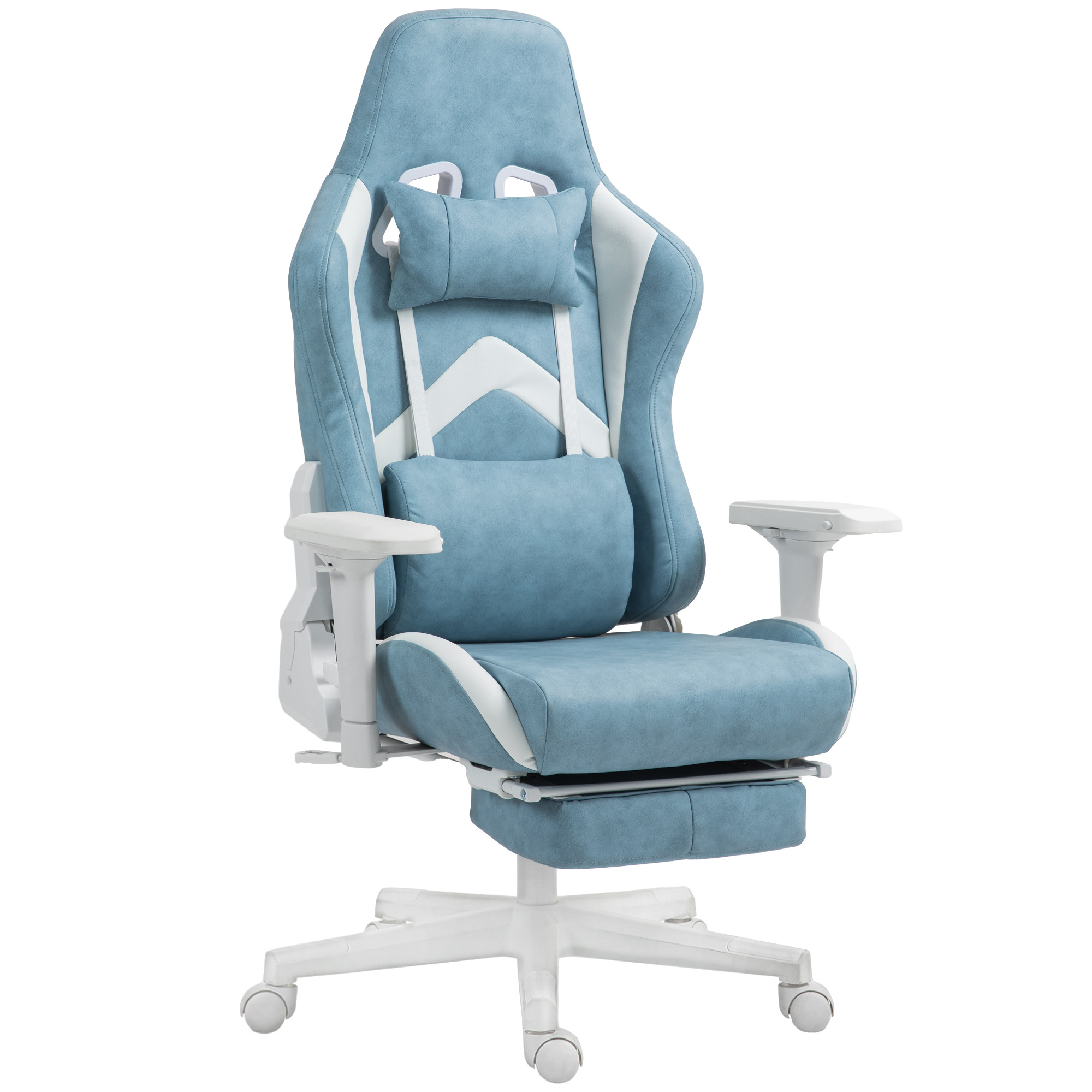 Gaming-Sessel, verstellbare Armlehnen & Rückenlehne, Kunstlederbezug, bis 120 kg, Blau