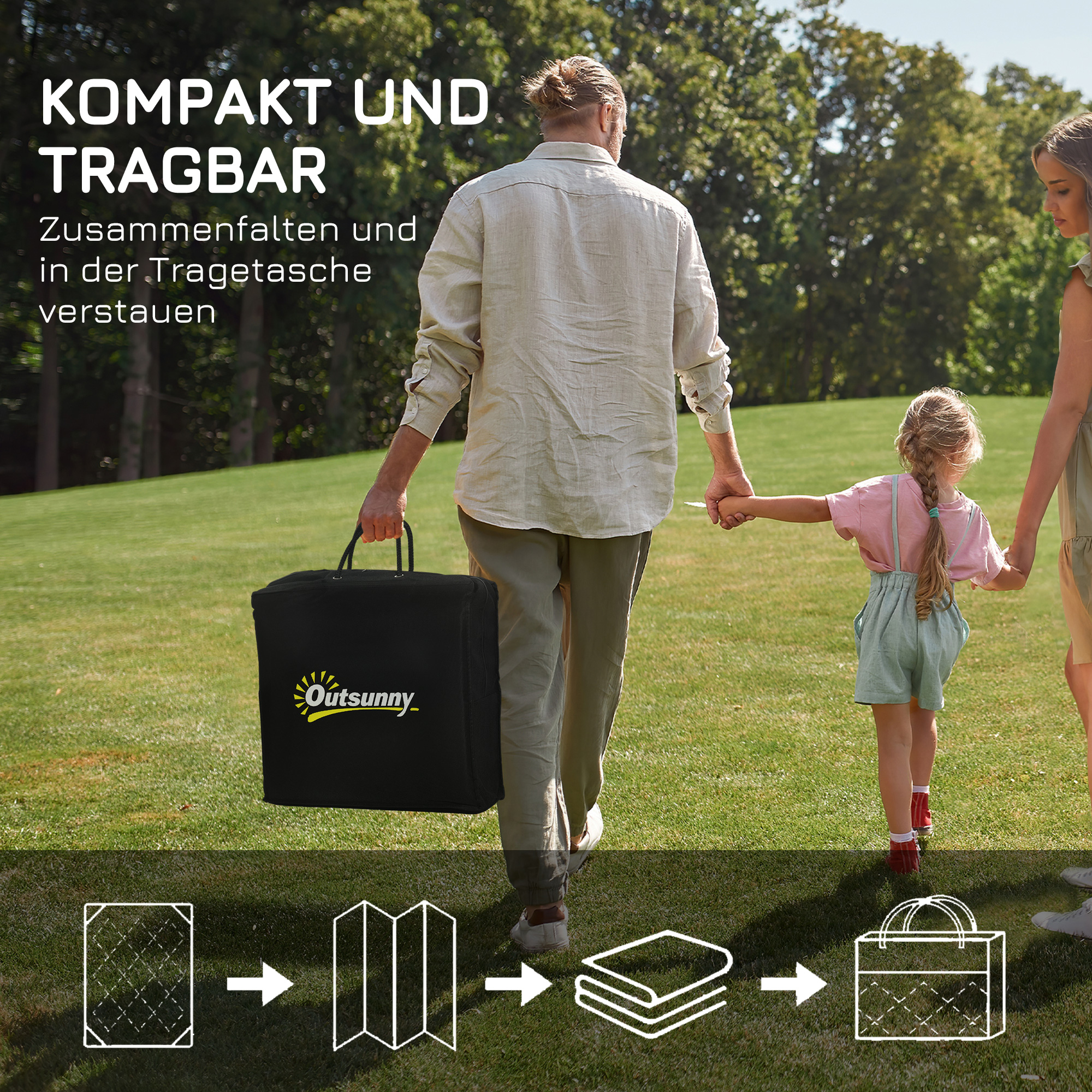 Outdoor Wendeteppich, wasserfest, Blattmuster, 182x274cm, Blau/Creme