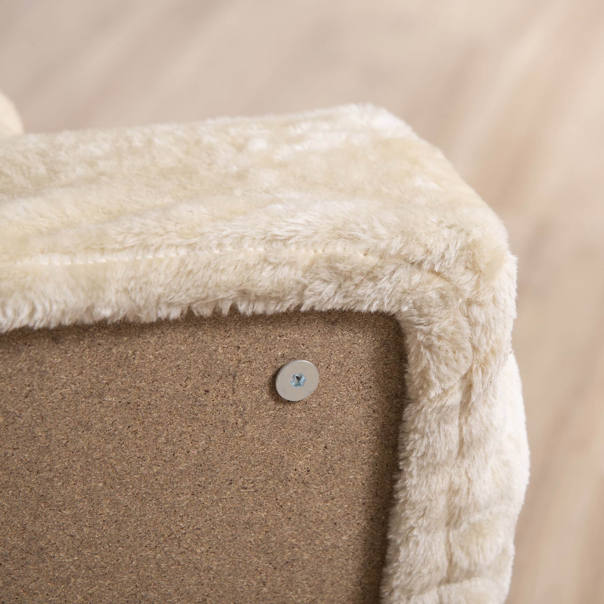 Hundetreppe 4-stufig, 35 cm Katzentreppe für Bett und Sofa, Haustiertreppe für Hunde und Katzen bis 5 kg, Plüschoptik, Beige