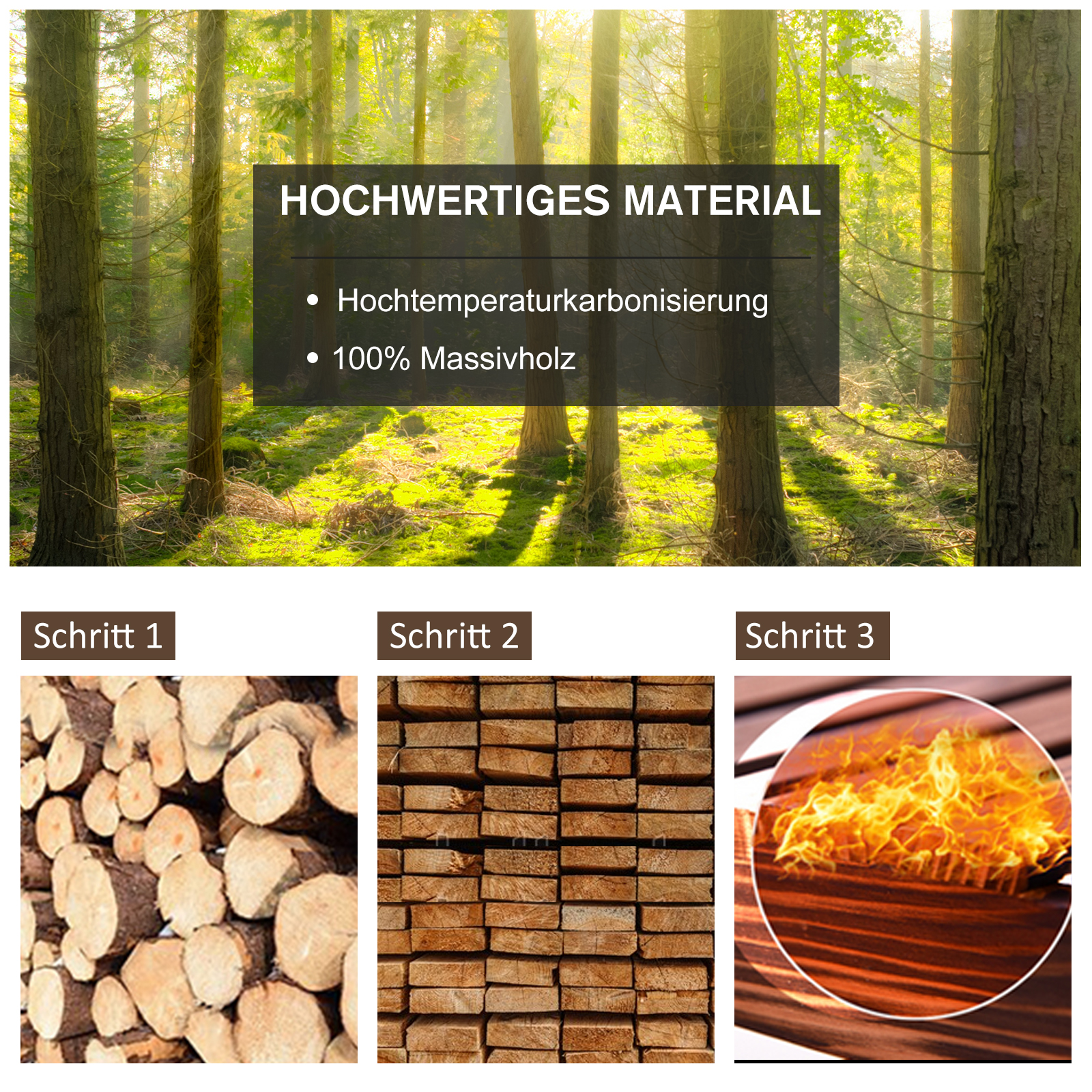 Schaukelstuhl Rustikales Design Versiegeltes Massivholz  Wetterbeständig 68 cm x 88 cm x 92 cm