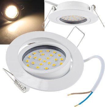 LED-Einbauleuchte "Flat-26" warmweiß, 80x26mm, 3W, 370lm, weißes Gehäuse