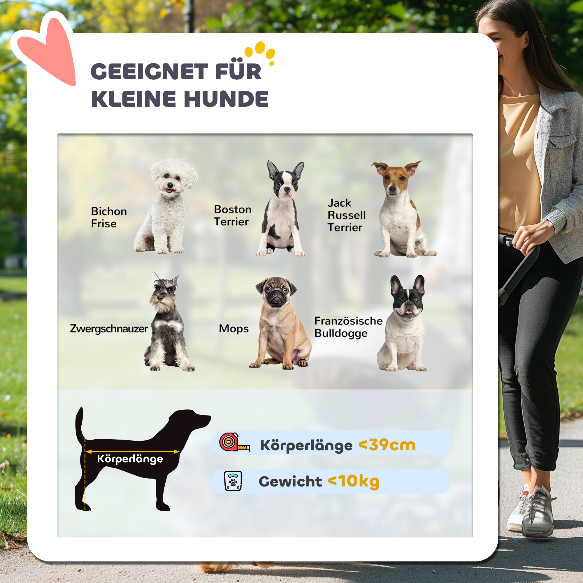 Hundebuggy, Haustierwagen für kleine Hunde und Katzen, mit Aufbewahrungskorb, Ein-Klick-Faltdesign, Türkis