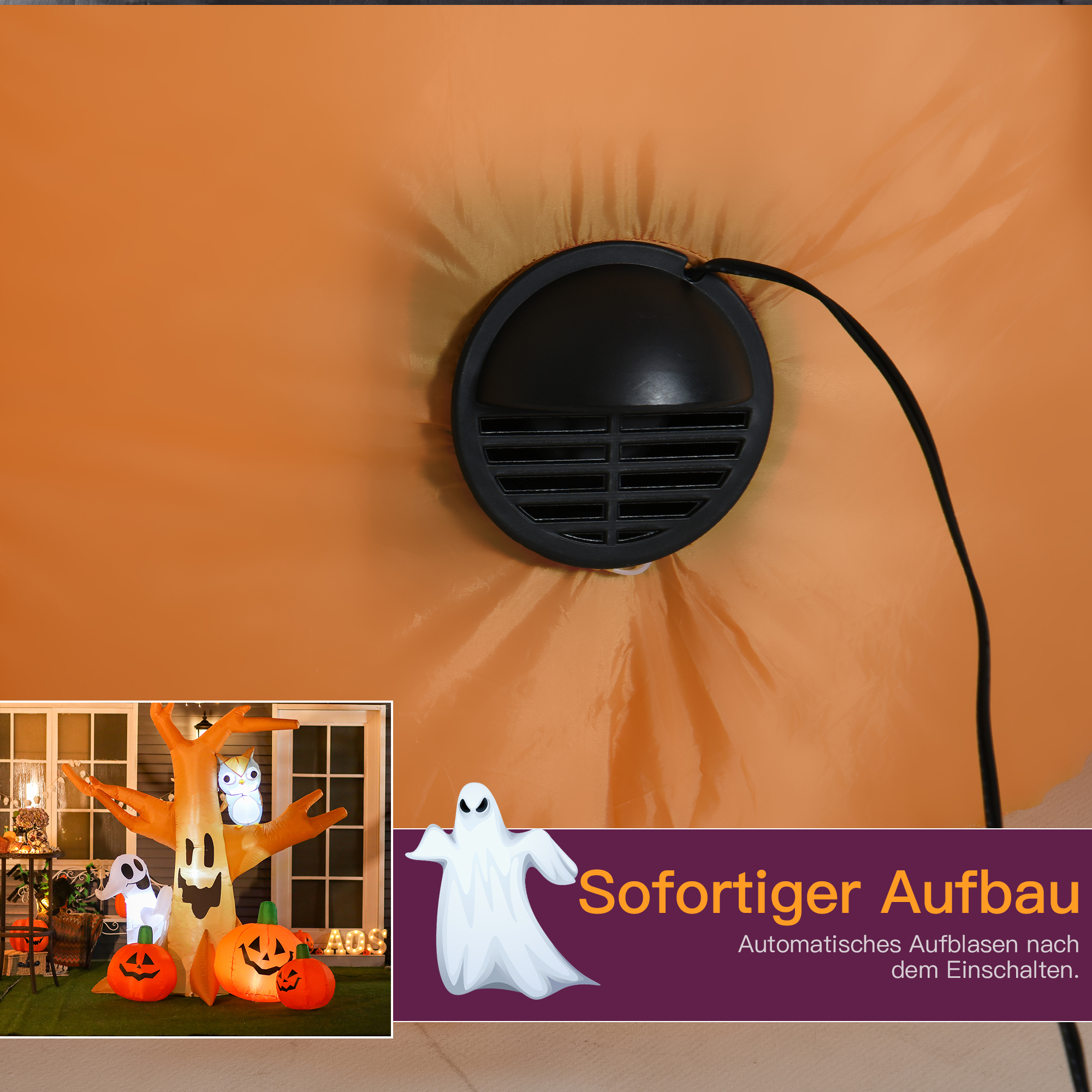 Halloween Aufblasbares Spukgespenst Luftfigur Aufleuchtend Deko 120/ 240 cm (Aufblasbarer Spukbaum)