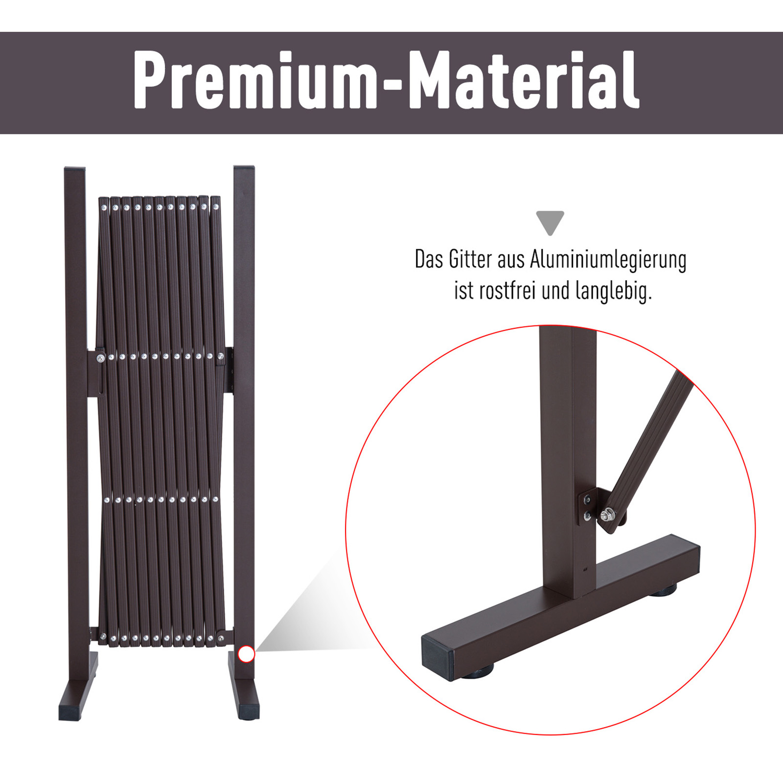 Scherengitter Absperrgitter Scherensperre ausziehbar 35-300cm Garten Alu Braun H103,5cm