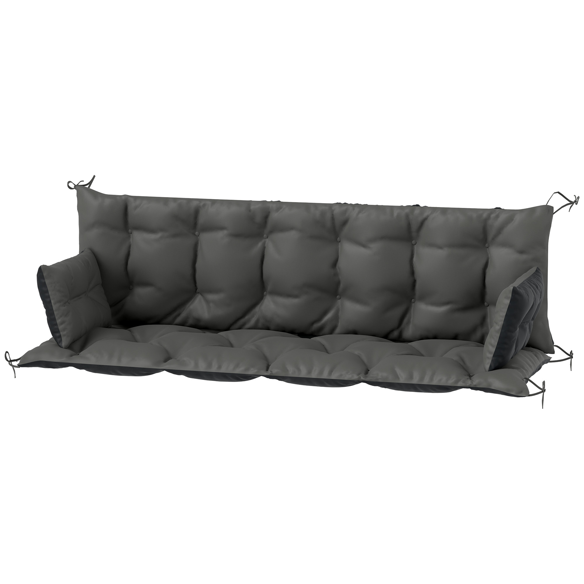 Outdoor-Kissen-Set für Bank oder Hollywoodschaukel, zweifarbig, Polyester, Schaumstoff, 180 x 110 x 8 cm, Dunkelgrau