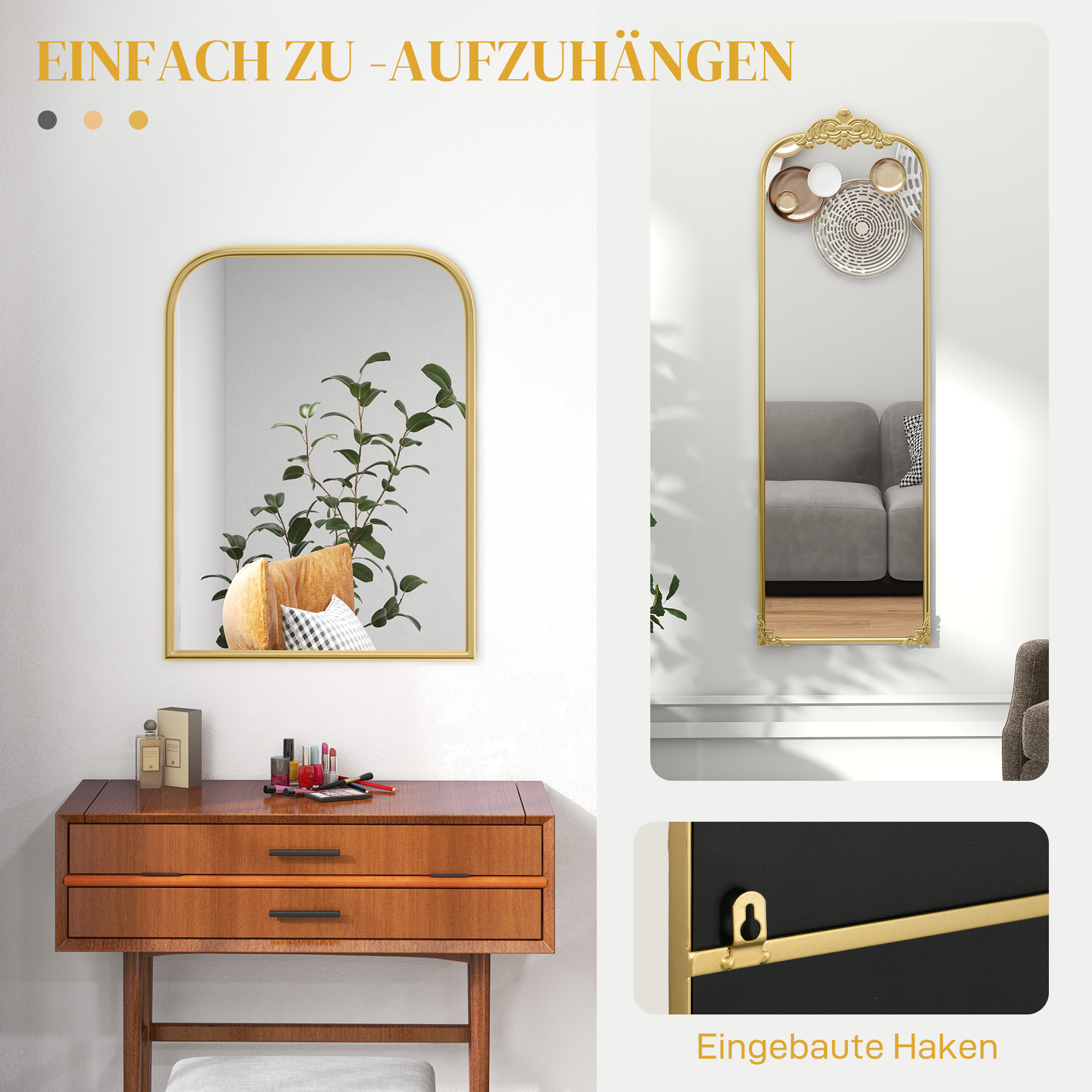 Wandspiegel, stilvoll, 60x3x87cm, Goldton
