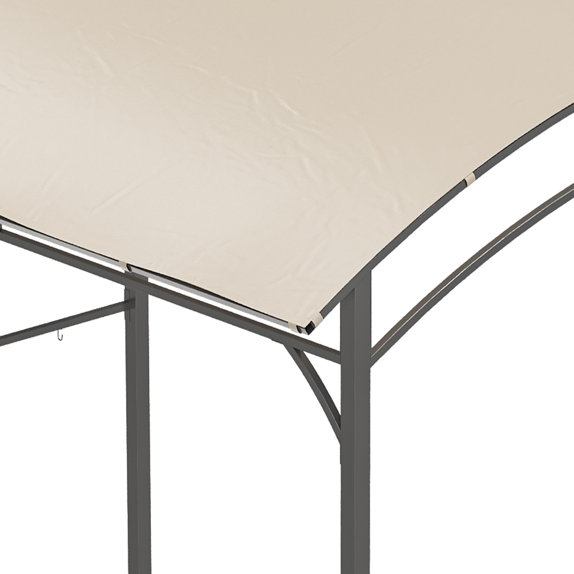 Grillpavillon, Grillüberdachung, Regenschutz, Haken für Utensilien, Stahlrahmen, Beige+Schwarz, 215 x 150 x 182/220 cm