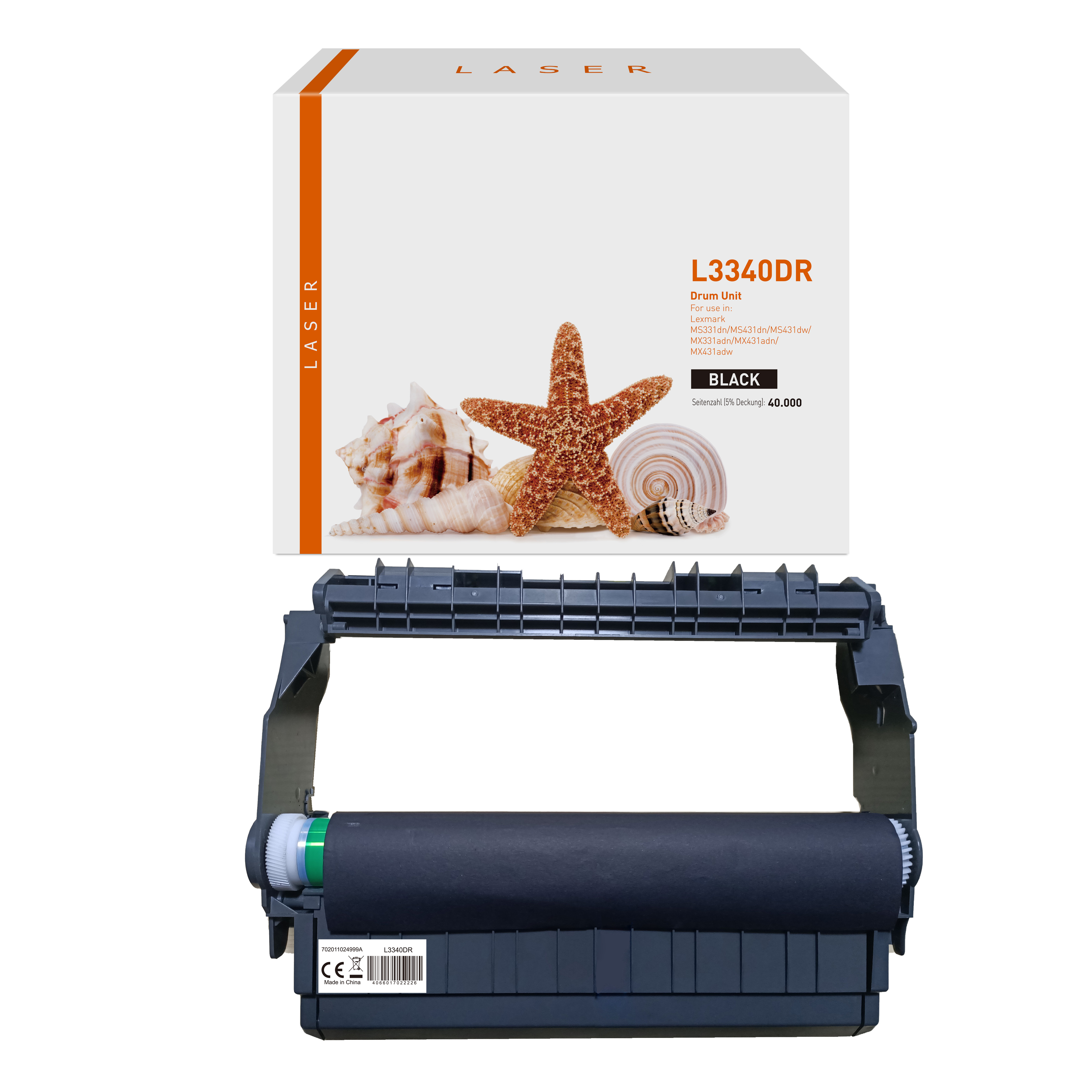 B3340DR alternativ Trommel black für Lexmark  / 55B0ZA0 / 40.000 Seiten