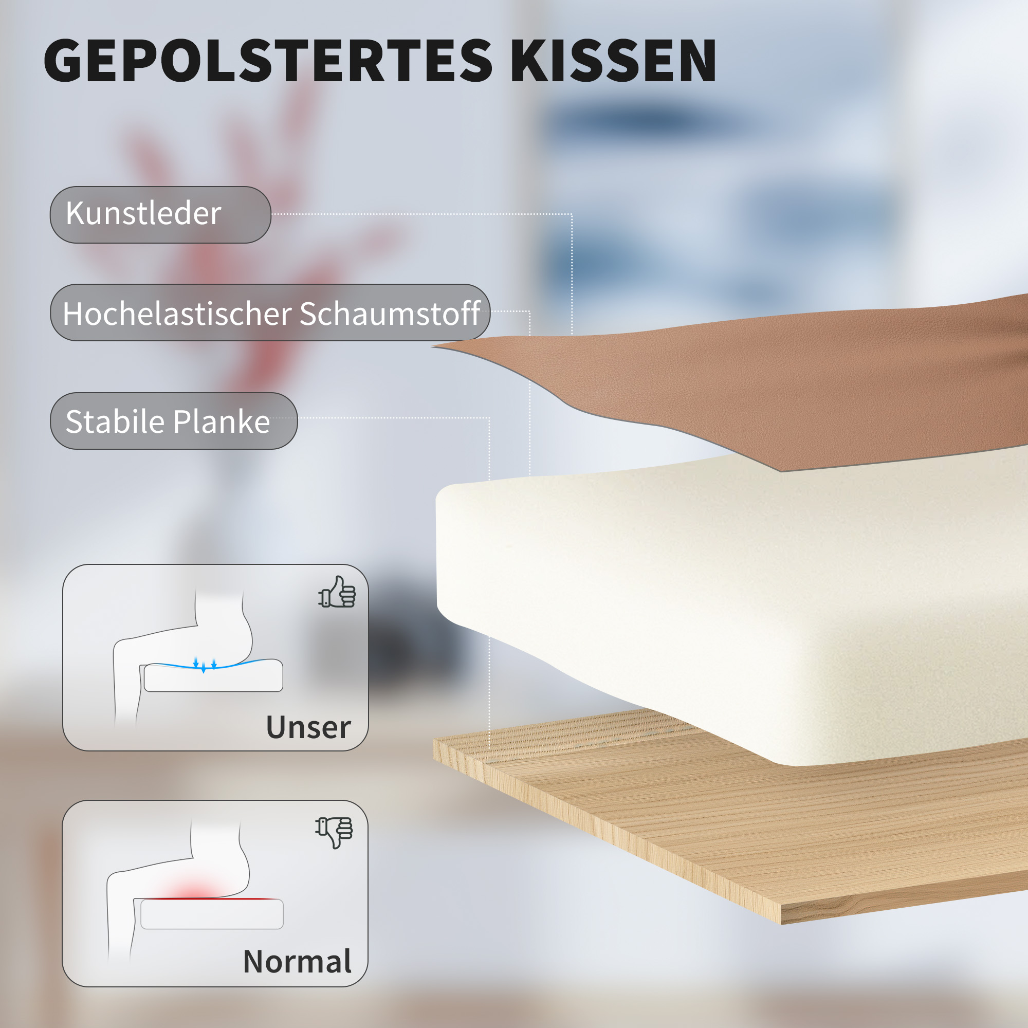 Bürostuhl mit Katzenpfotenleder-Bezug, Fußstütze, höhenverstellbar, rollbar, Braun