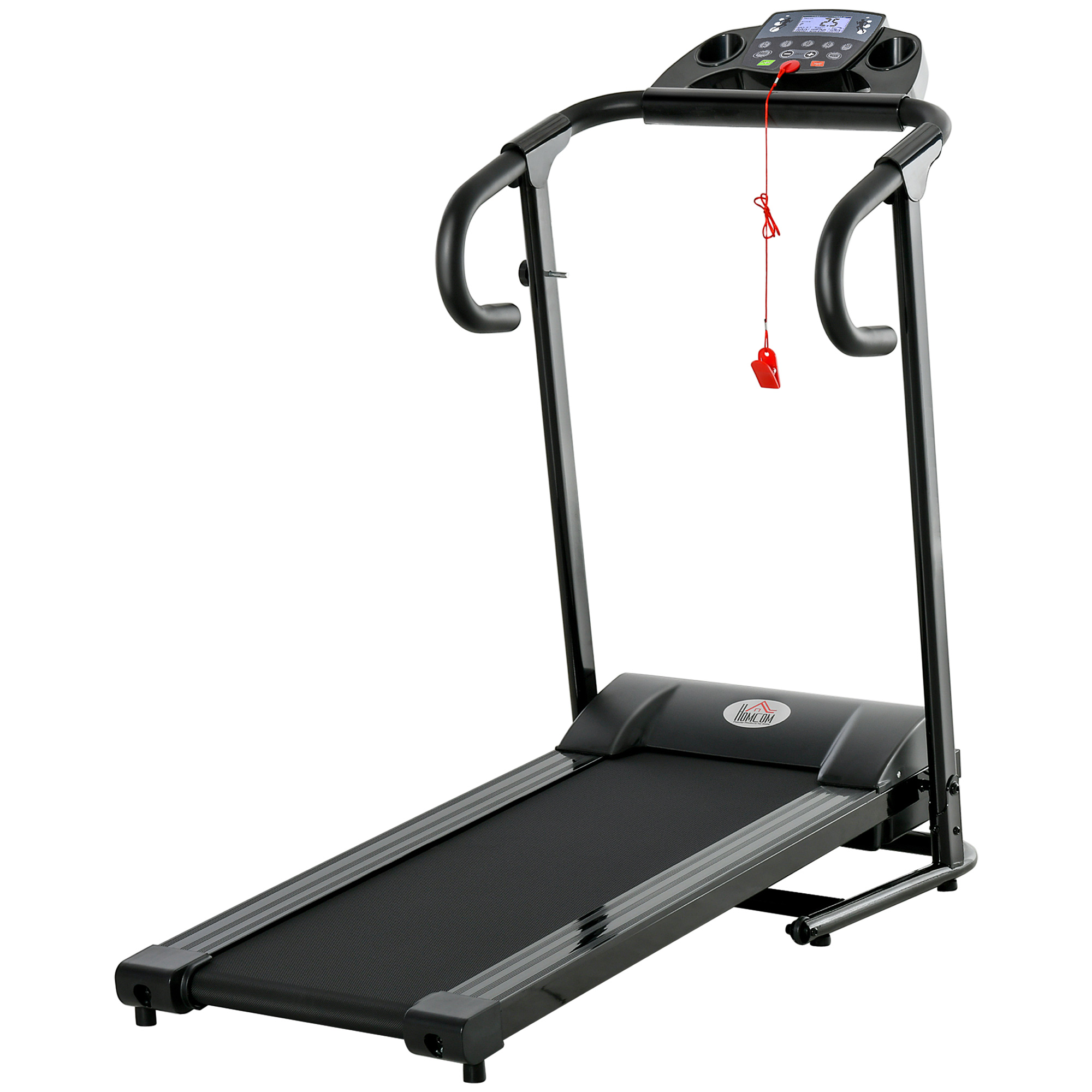 homcom Elektrisches Laufband, faltbar, mit LCD-Display, Geschwindigkeit 0,8-10km/h und 3 Programme, Leistung 500 W, 123 x 62 x 117 cm, Schwarz homcom Elektrisches Laufband, faltbar, mit LCD-Display, Geschwindigkeit 0,8-10km/h und 3 Programme, Leistung 500 W, 123 x 62 x 117 cm, Schwarz