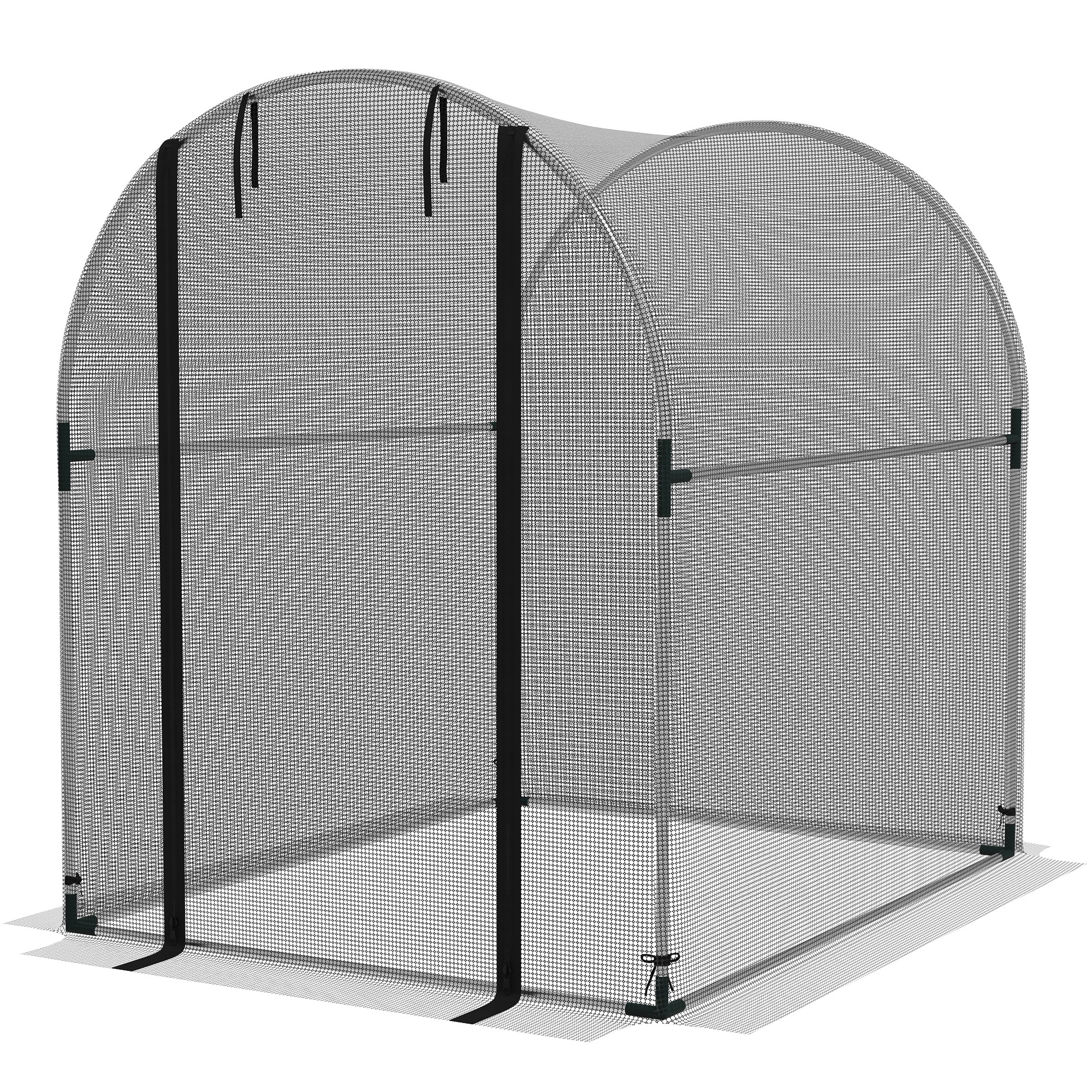 Pflanzenschutznetz, Vogelschutz, mit Tür und stabilem Stahlrahmen, 1,2x1,5x1,5m, Schwarz/Silber