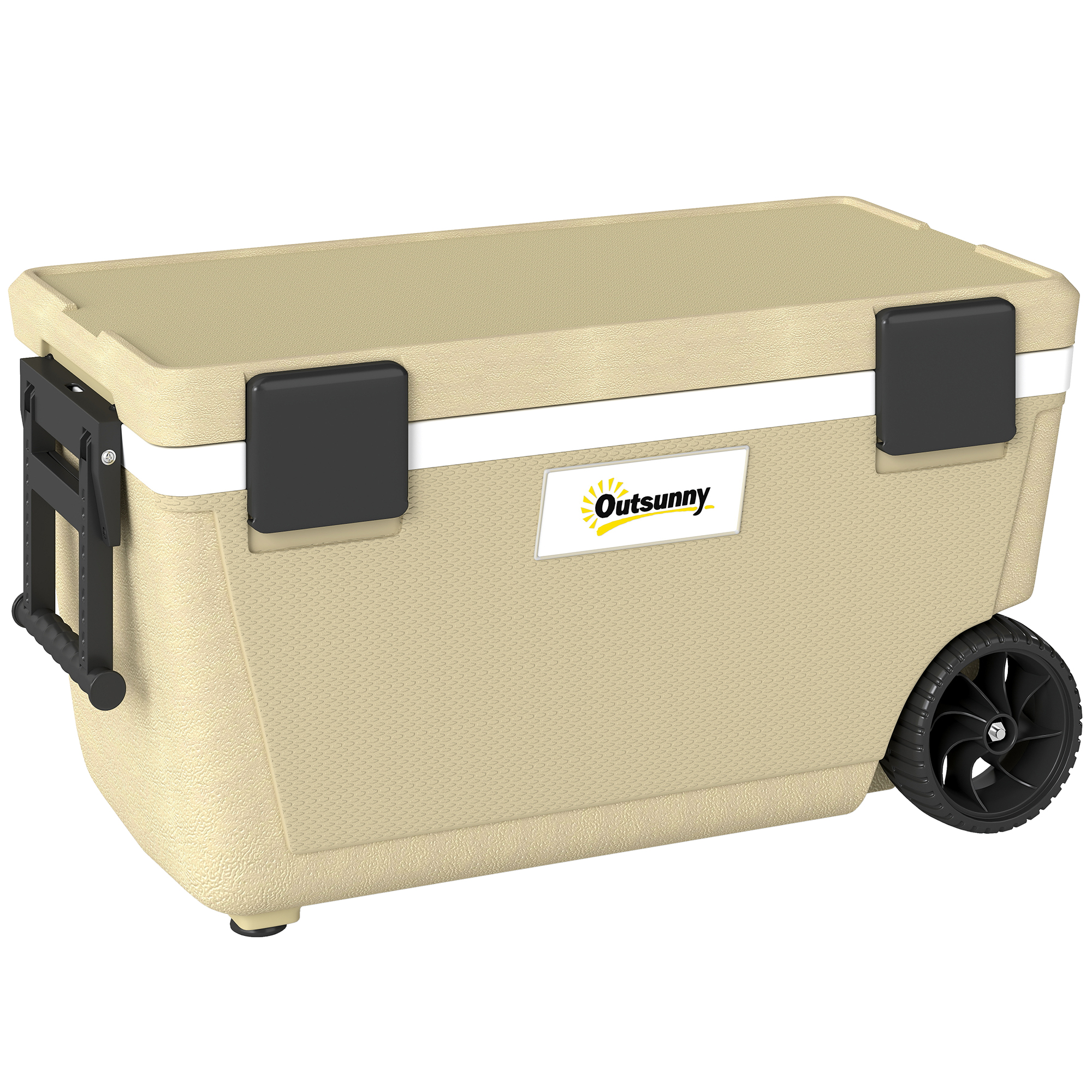 Kühlbox 70L Große Passive Thermobox bis zu 72 Std. Kühlung, mit PU-Vollschaumisolierung Rädern Ablassventil Griff