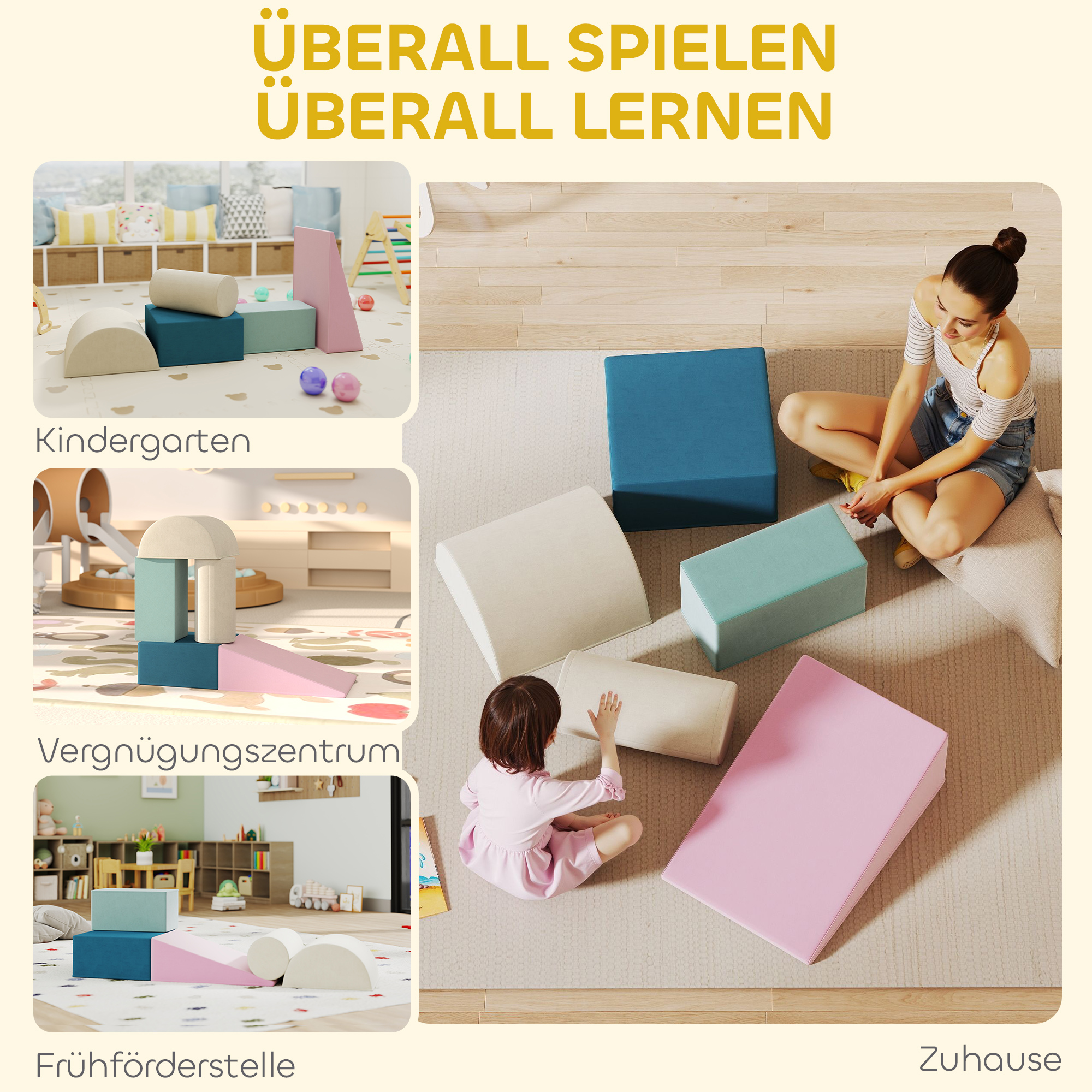 5-teiliges Schaumstoffblöcke-Set für Babys & Kleinkinder, zum Bauen, Spielen, Klettern, Indoor-Set, Schaumstoff, Bunt