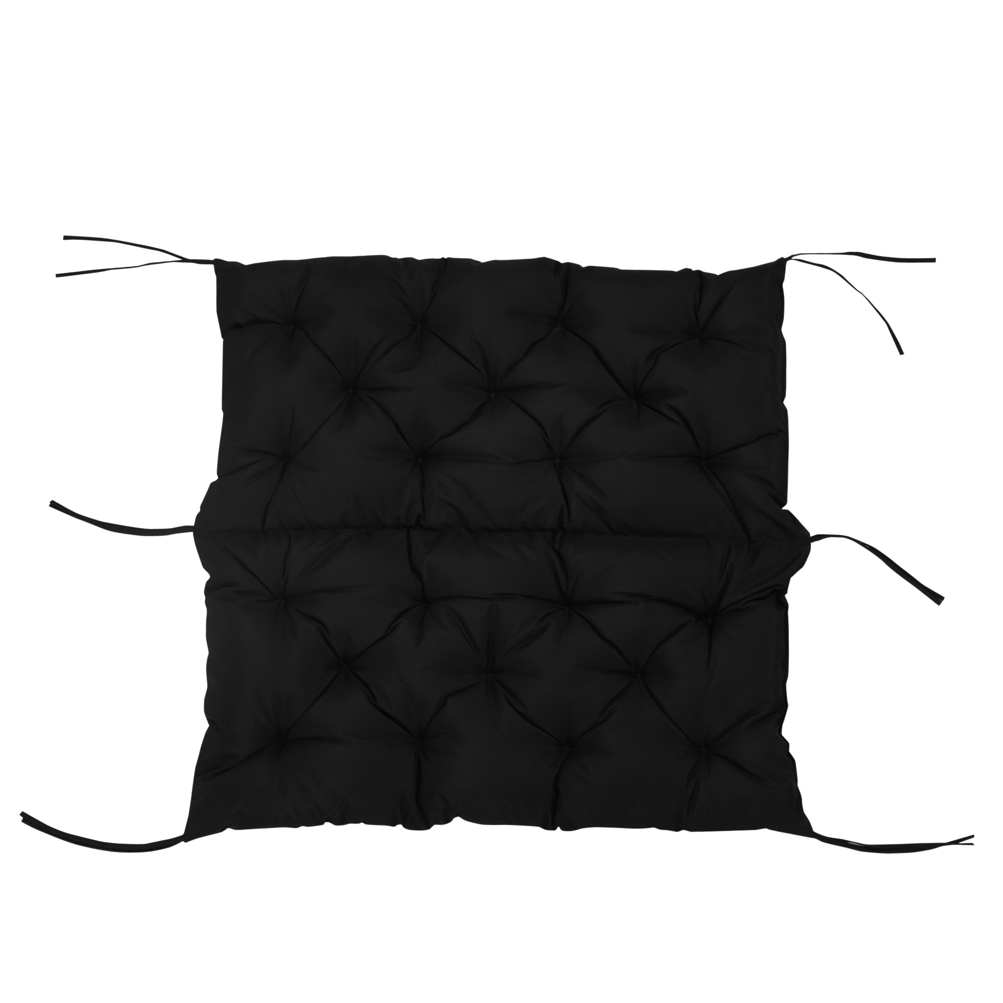 3 Sitzer Bankauflage 100x98x8 cm Bankkissen mit Bändern, Bankpolster für Gartenmöbel Hollywoodschaukel, Schwarz