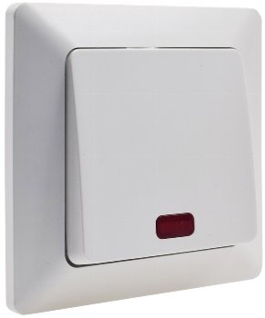 MILOS Kontroll-Schalter mit Lämpchen, 250V~/ 10A, inkl. Rahmen, UP, weiß matt