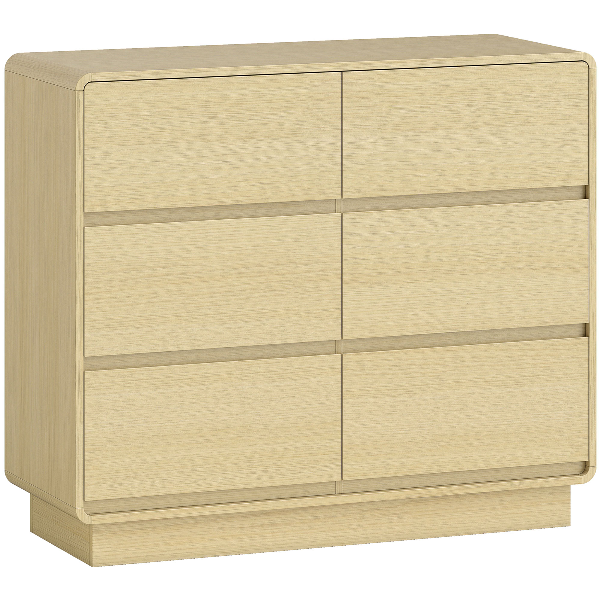 100 cm Sideboard, Buffetschrank mit 6 Schubladen, Kommode für Küche, Wohnzimmer, Esszimmer, Naturholz