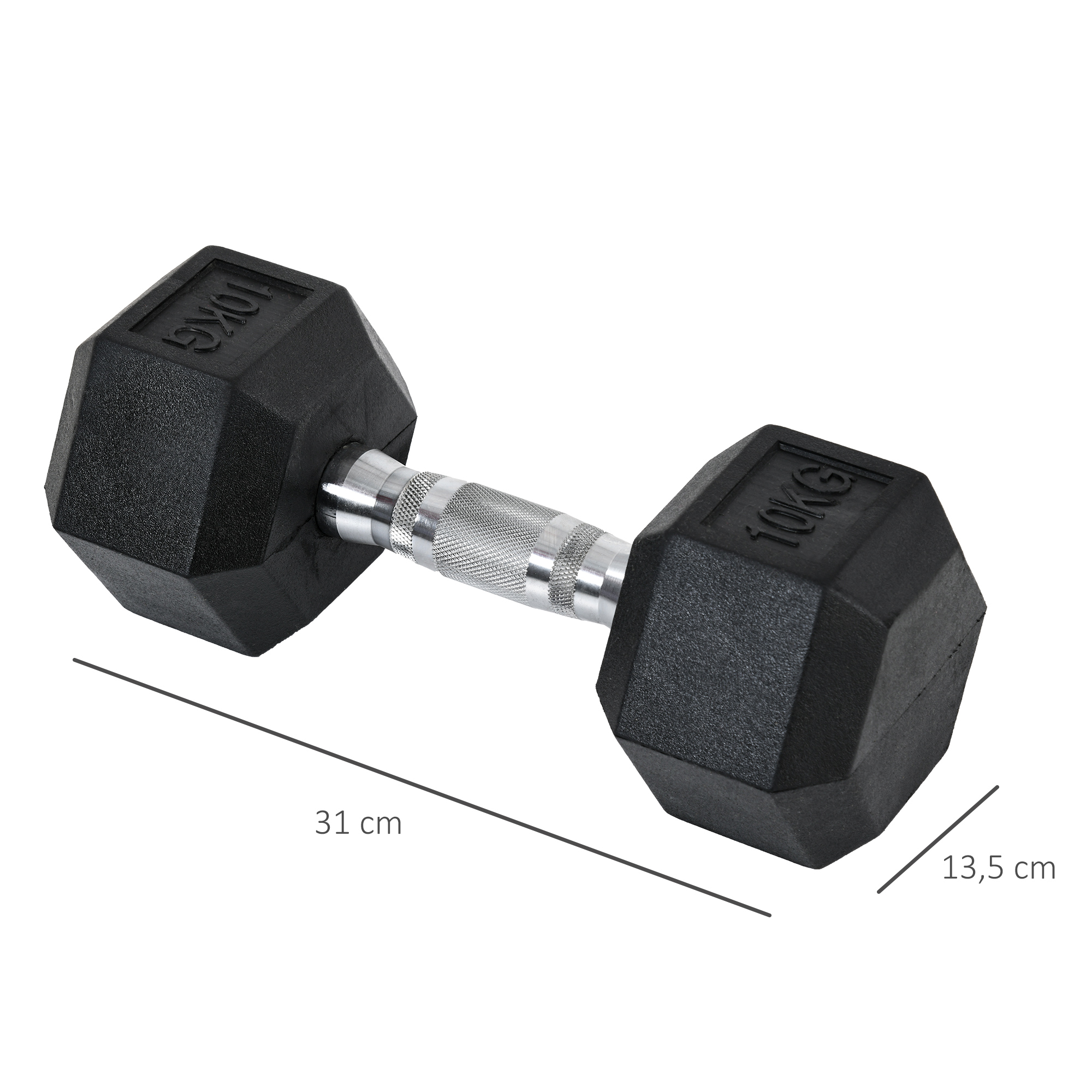 Hexagon Hanteln, 2er Set Hanteln mit gerändeltem Griff, Kurzhantelset aus Gusseisen, 2 x 10 kg, Kurzhanteln für Männer Frauen, Zuhause, Fitnessstudio, Krafttraining