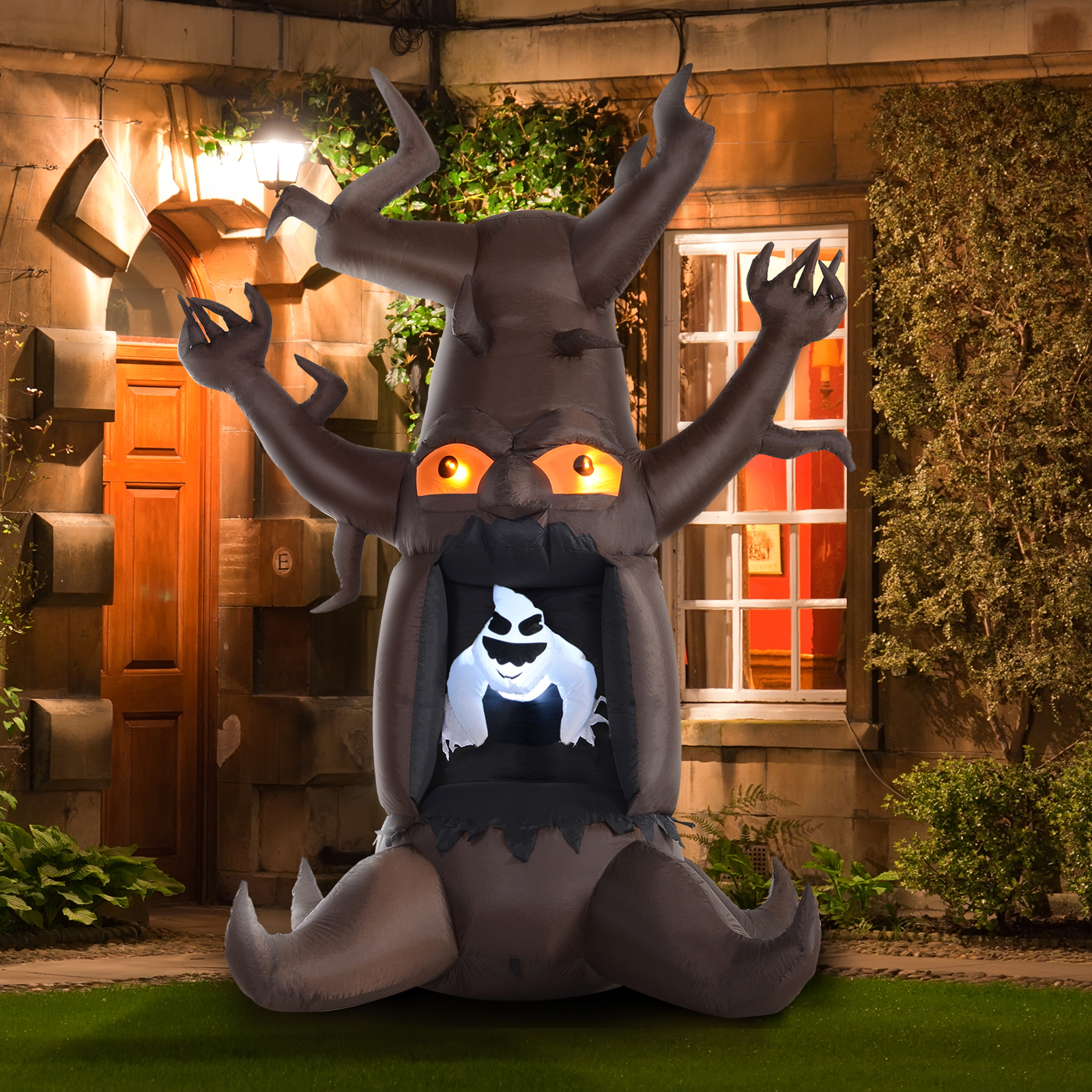 Aufblasbarer Halloween Baum Gespenst mit 3 Lichtern für den Garten Polyester Braun 180 x 140 x 240 cm