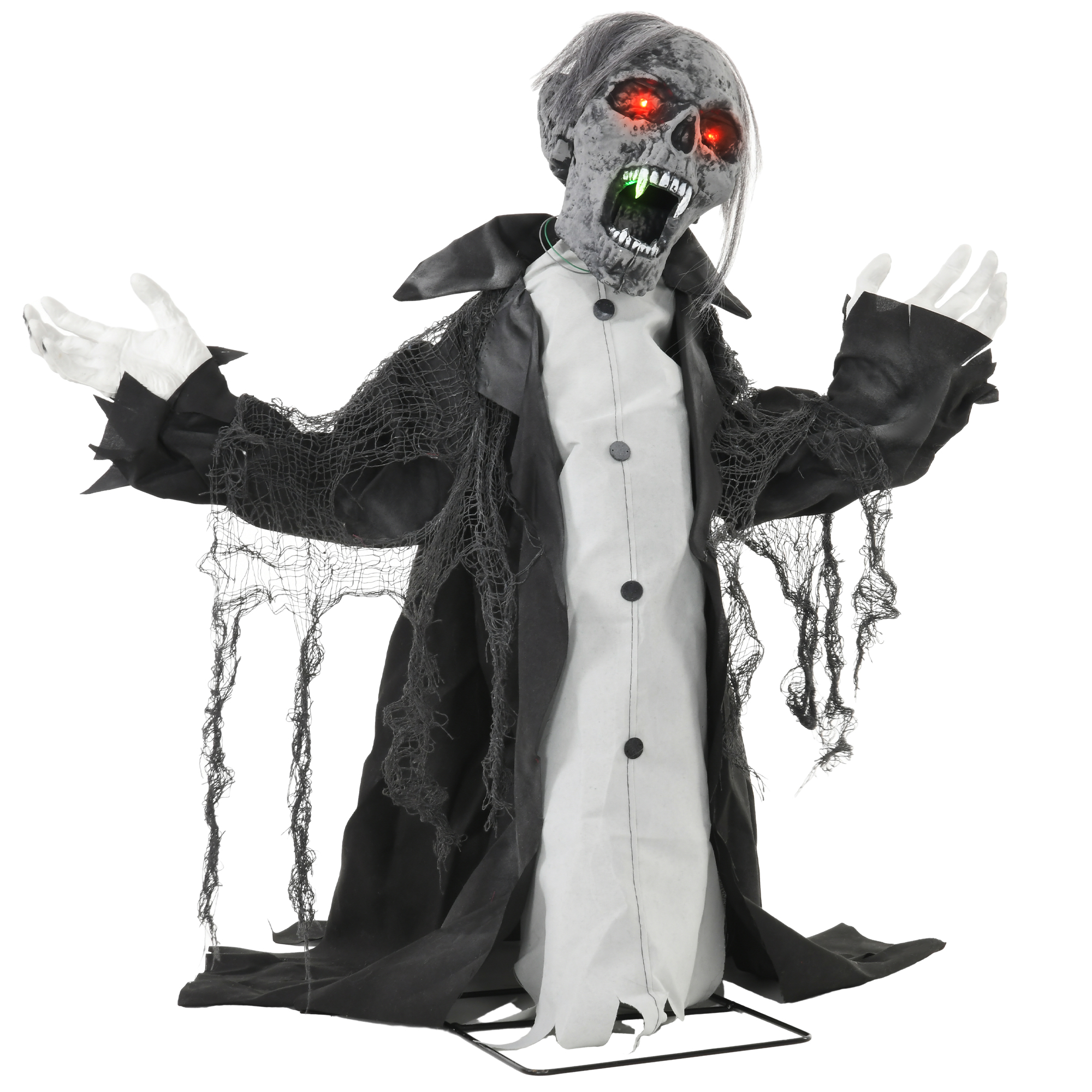 Halloweendeko, Skelett/Zombie, beweglich, Bewegungssensor, LEDs & Sounds, 75 cm