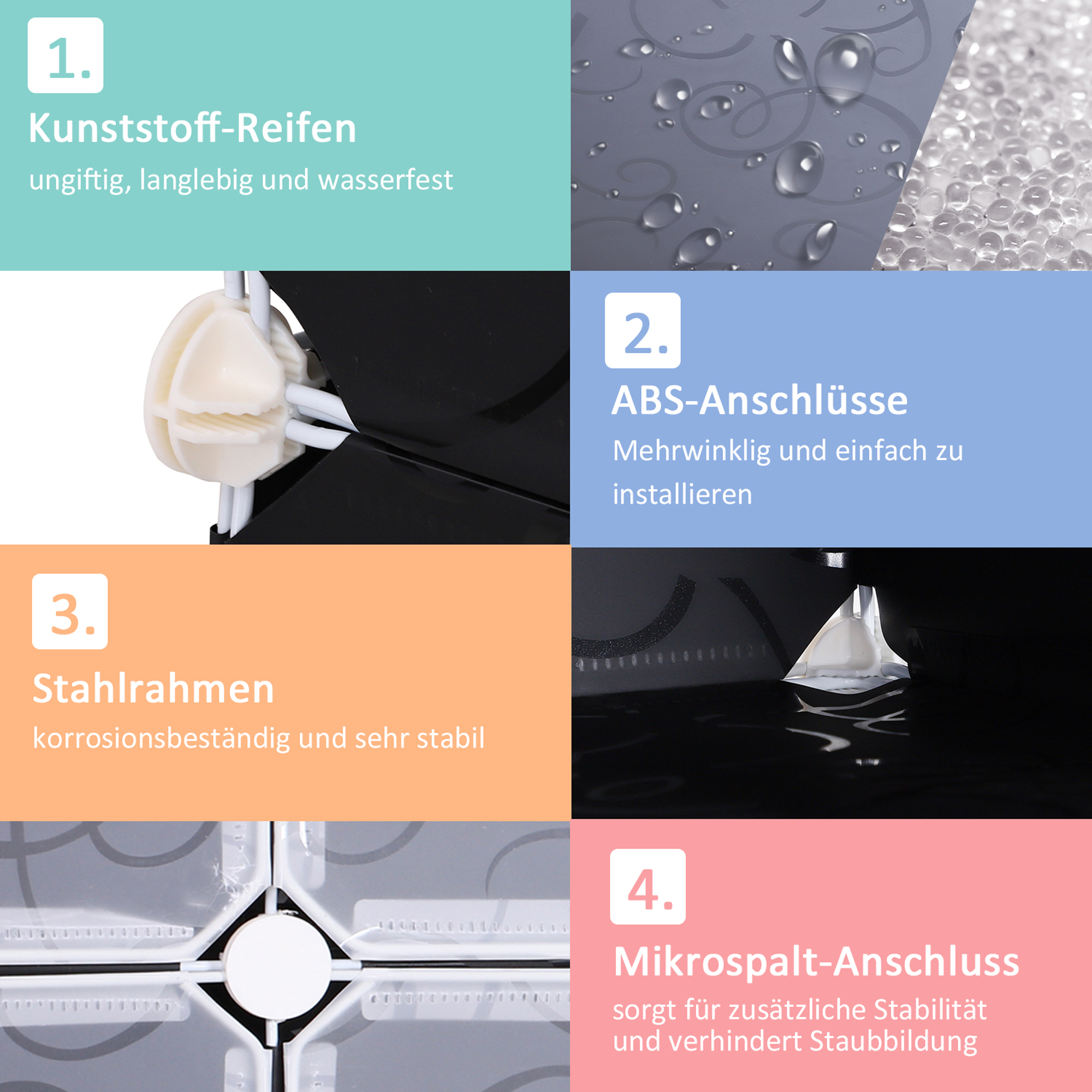 Schuhboxen 16er Set Schuhkarton stapelbar Schuhorganizer Schuhaufbewahrung Aufbewahrungsboxen Regalsystem mit Tür, Schwarz + Weiß