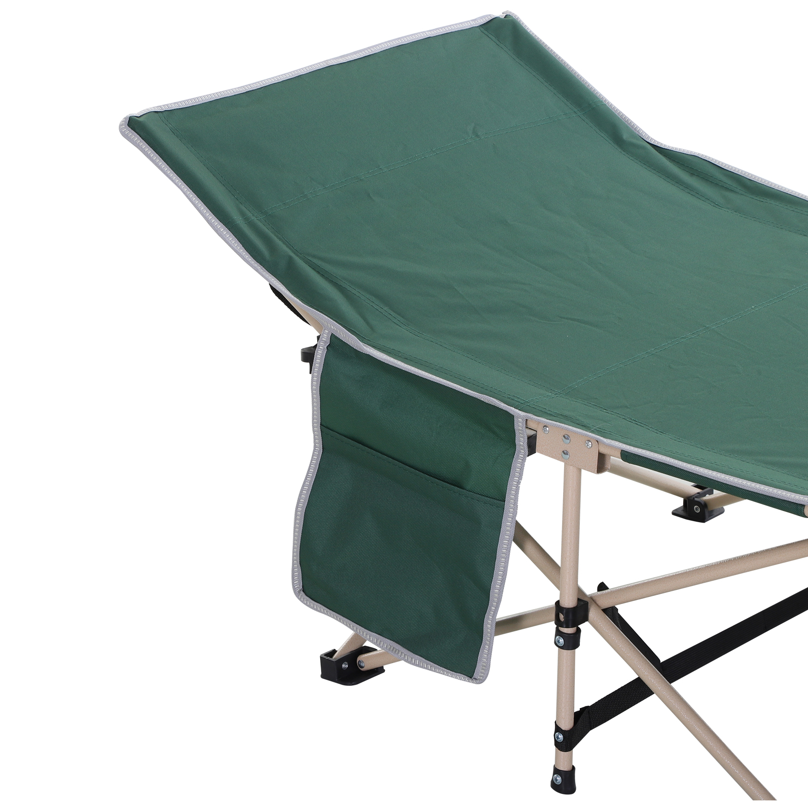 Feldbett, Camping-Bett, klappbar, wetterbeständig, ink, Tragetasche, 190 cm x 68 cm x 52 cm, Grün + Beige